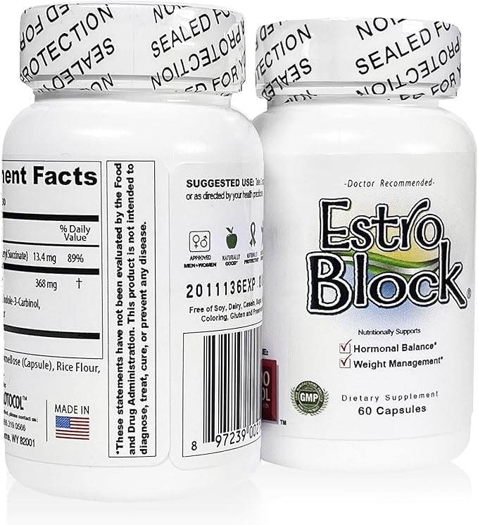 Estroblock - 2-Pack 120 Capsules Total - DIM & Indole 3-Carbinol for Natural Hormonal Hormone Balance, Acne - Anti Toxic Estrogen Aromatase Inhibitor Blocker. Vegan,Soy-Free, Dairy-Free, Non-GMO (2)
