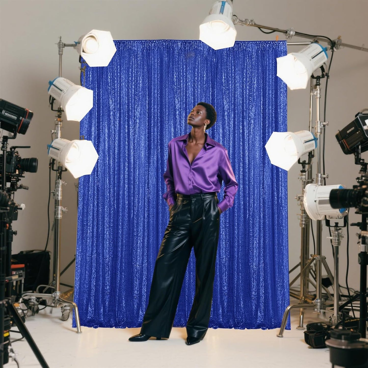 Navy Blue Sequin Backdrop Curtain 2 Pieces 2FTx8FT Glitter Photography Backdrop for Party Wedding Birthday Christmas Decorations