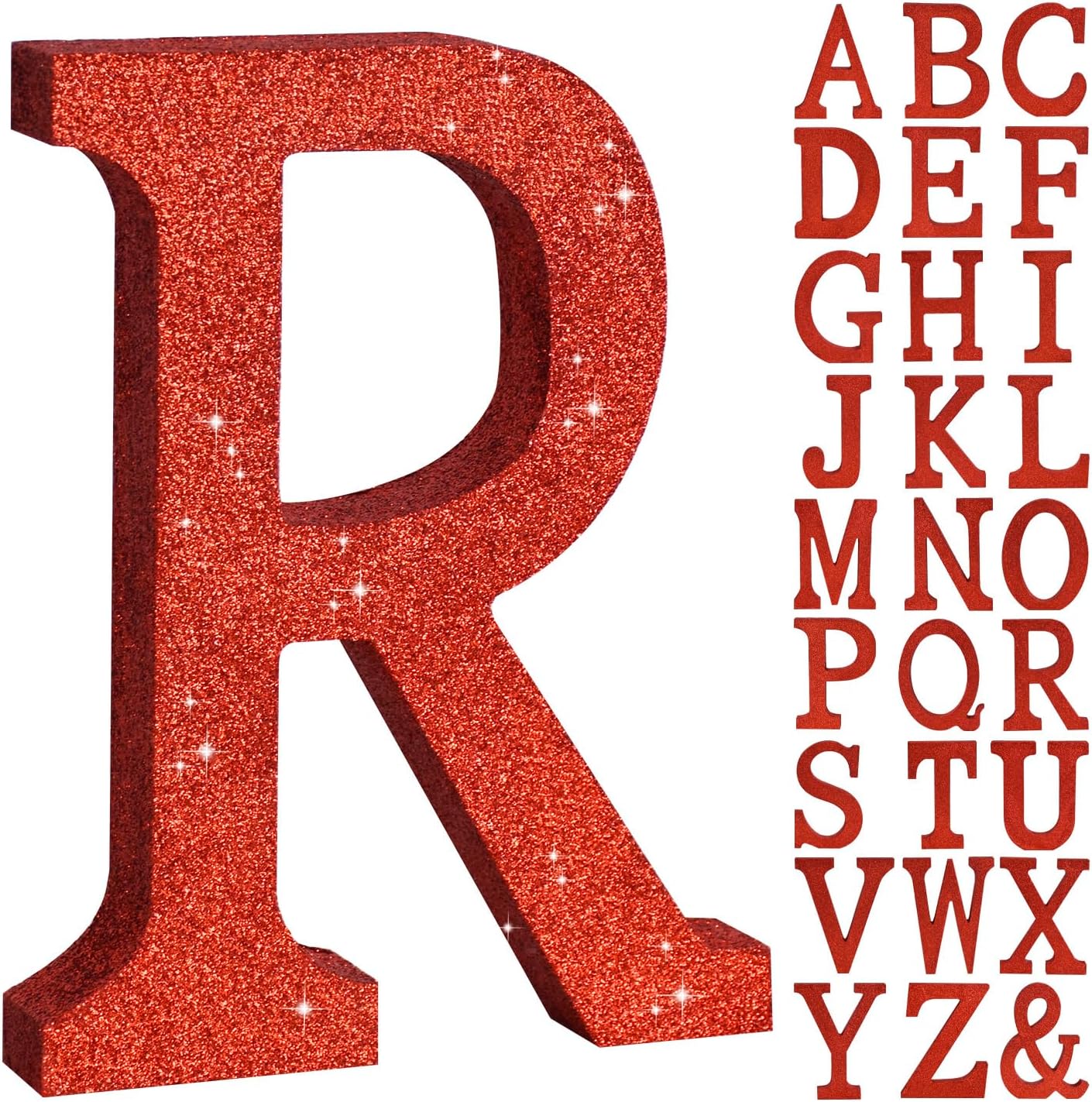 TONIFUL 8 Inch Red Glitter Letter R Table Centerpiece A-Z Red Birthday Party Decorations,Red Alphabet R for Birthday,Chrismas,Graduation,Bridal Shower,Wedding,Anniversary Party Supplies