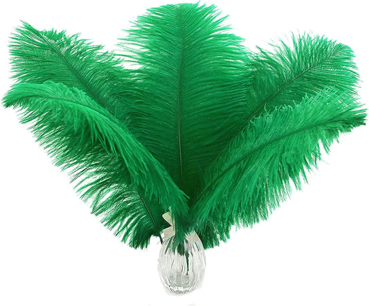 Ballinger Green Long Ostrich Feathers - 12Pcs 14-16inch Large Feathers for Tall Vase,Wedding Party Centerpieces and Holiday Home Decor