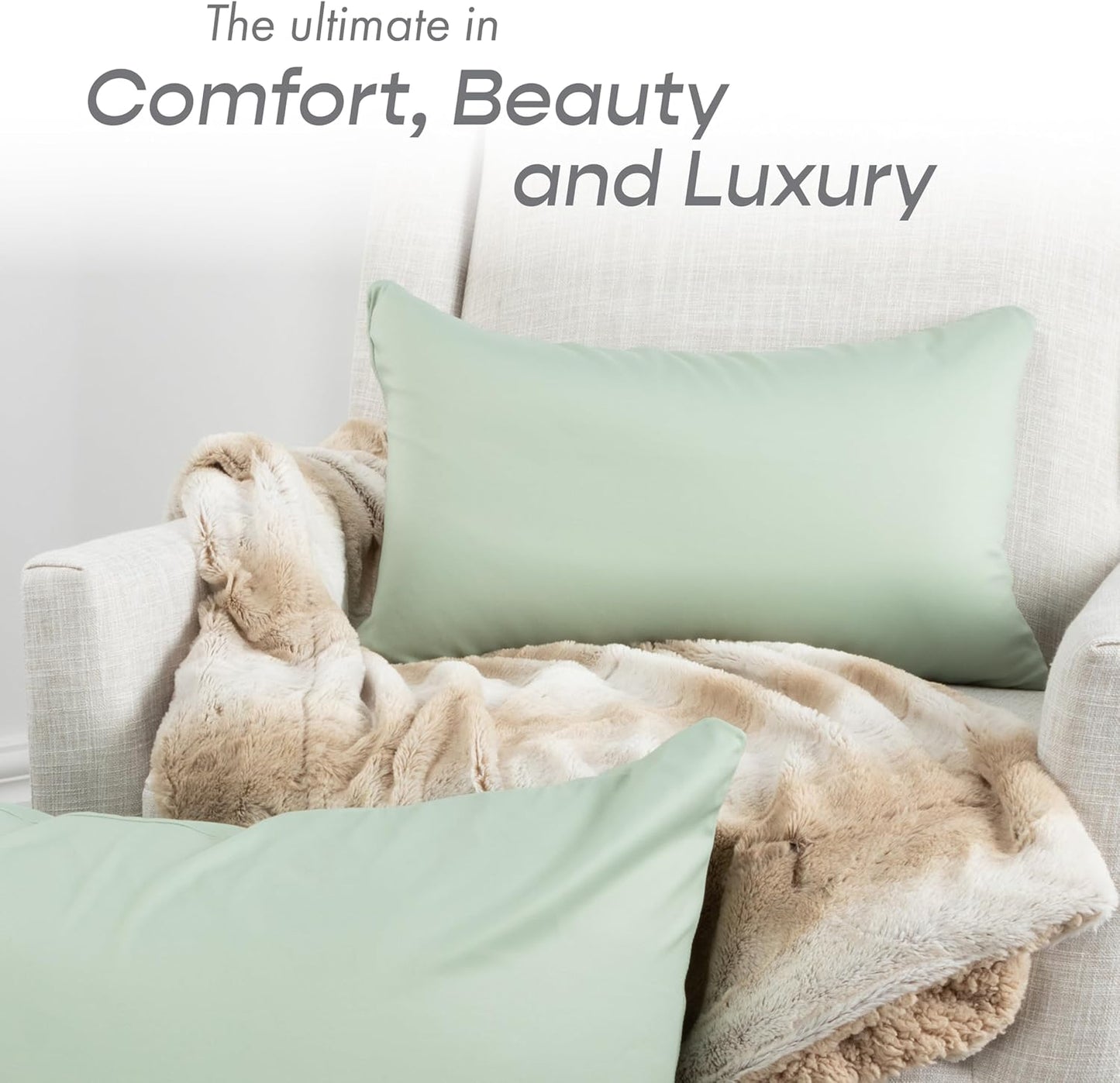 PILLOWY 12" x 20" Throw Pillow - Cadet Grey: 1 PCS Luxurious Premium Microbead Pillow with 85/15 Nylon/Spandex Fabric. Forever Fluffy, Outstanding Beauty & Support. Silky, Soft & Beyond Comfortable