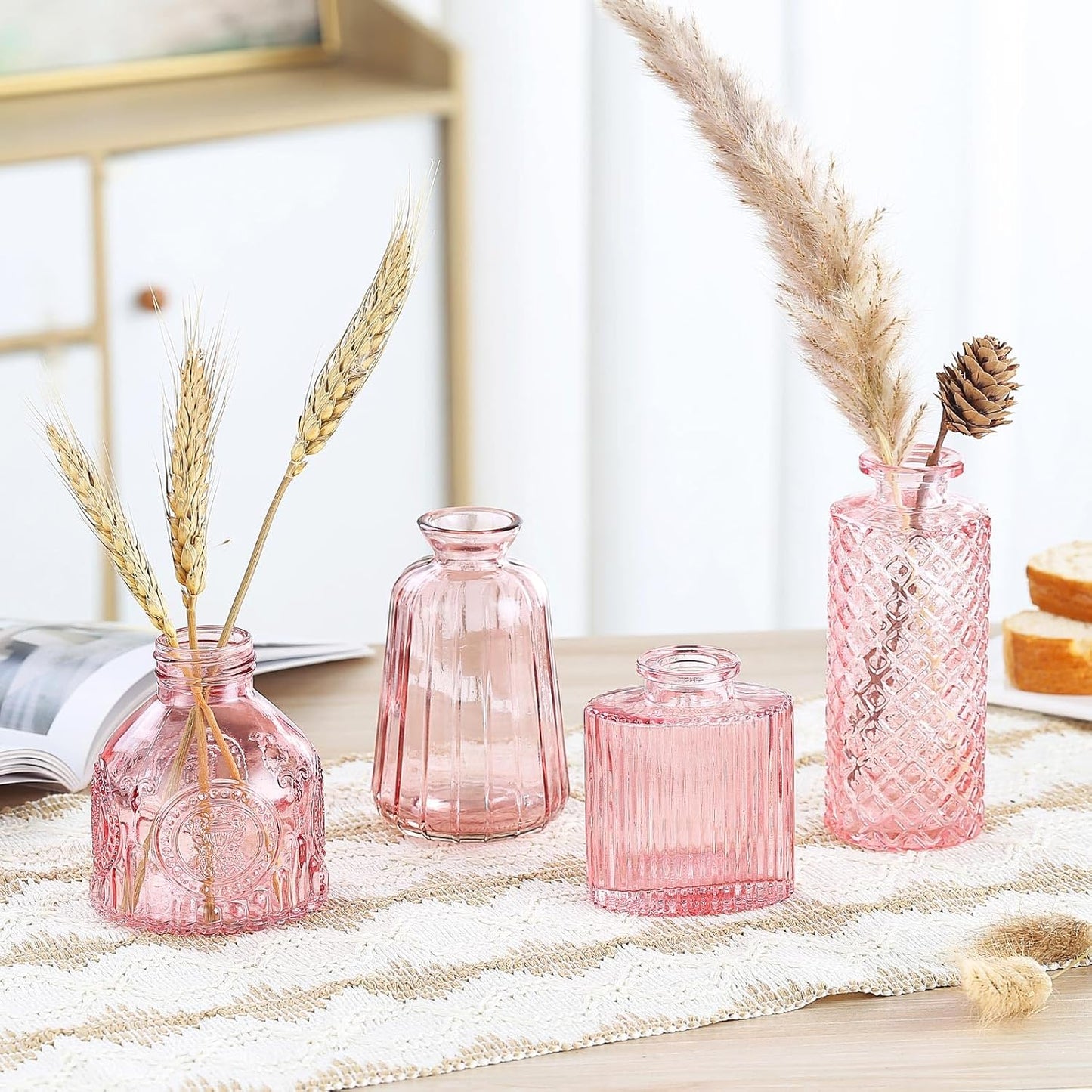 Bud Vases for Centerpieces Wedding,Flower Vases in Bulk for Rustic Home Decor,Small Vases for Wedding,Mother's Day,Graduation,Christmas,Birthday Party,Valentine's Day(Pink,15 Pcs)