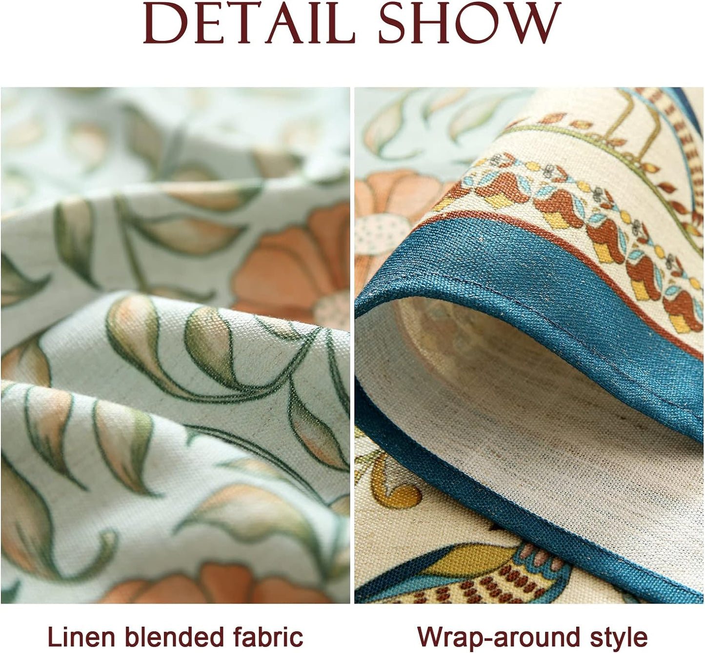 patdrea Designer French Linen Blue Tablecloth for Rectangle Table,Vintage Floral Table Cloth,Colorful Decoration Fall Cover Kitchen Dining for Thanksgiving,Tea Party,Christmas,63"x94"-Wensel