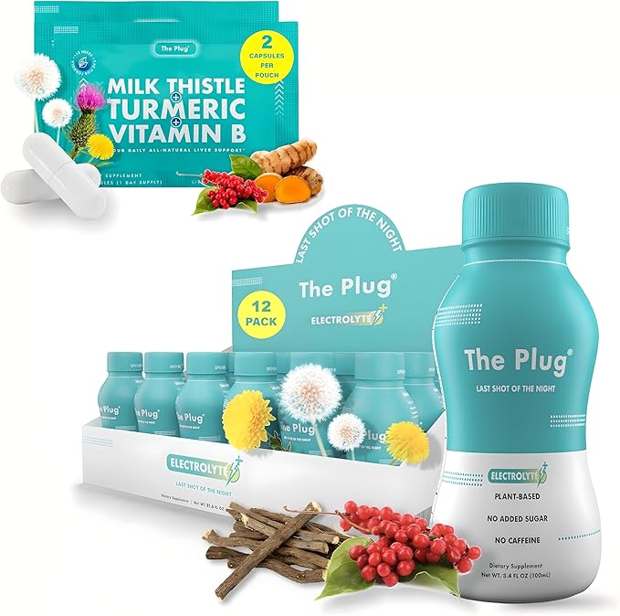 The Plug Liver Cleanse Detox & Repair Bundle - Supplement Pills & Recovery Drink (12 Pack)
