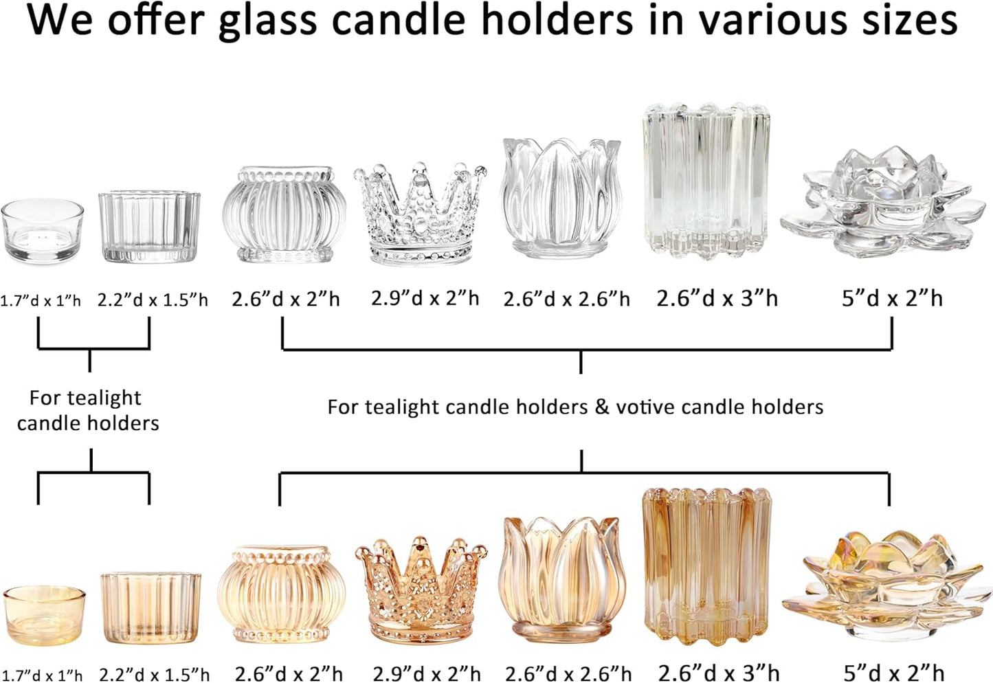 GOLDEAL 24Pcs Clear Glass Votive Candle Holders, Heavy-Duty Extra Thick Tealight Holders with High Transparency, Tea Candle Holders Bulk for Wedding, Party, Dinner, Home Table Decor