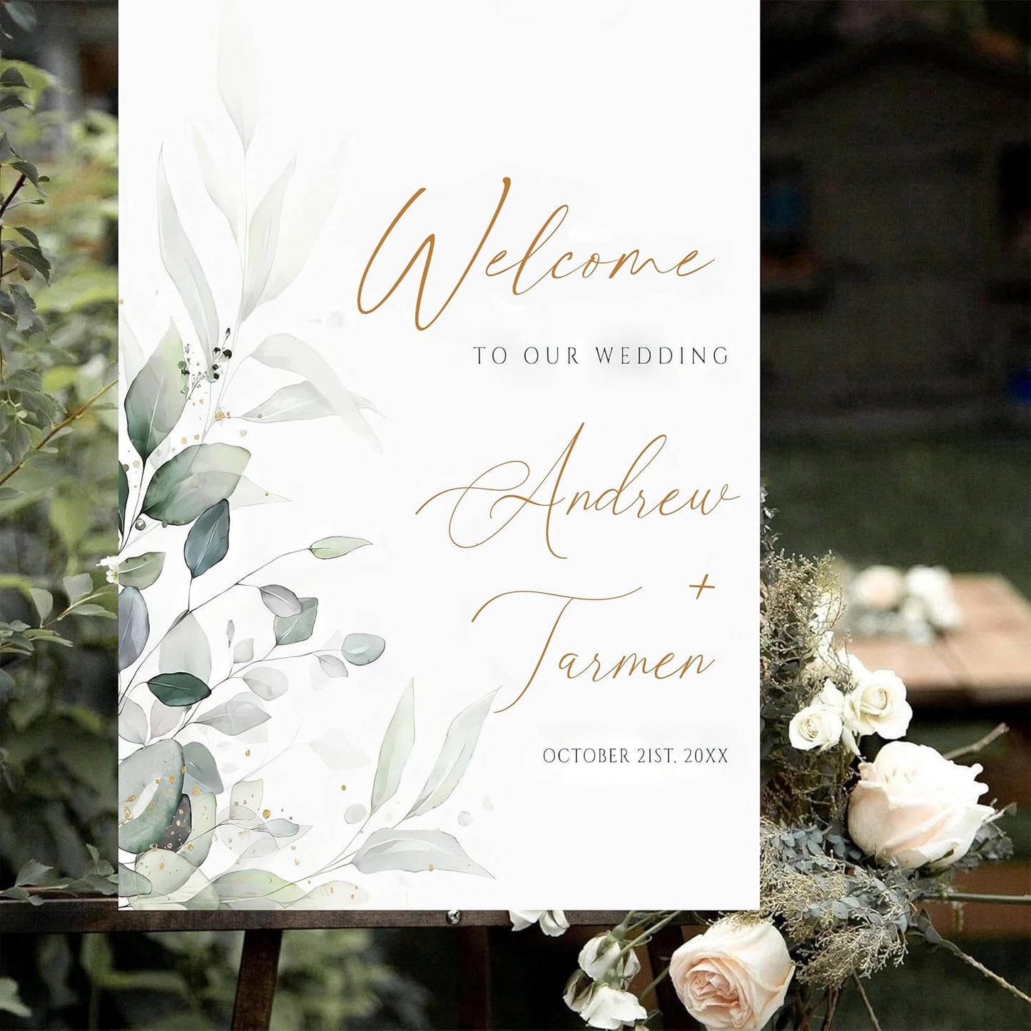 Generic Personalized Wedding Welcome Sign, 18x27 inches, Plastic, Modern Style, Landscape Orientation, Wedding Keepsake