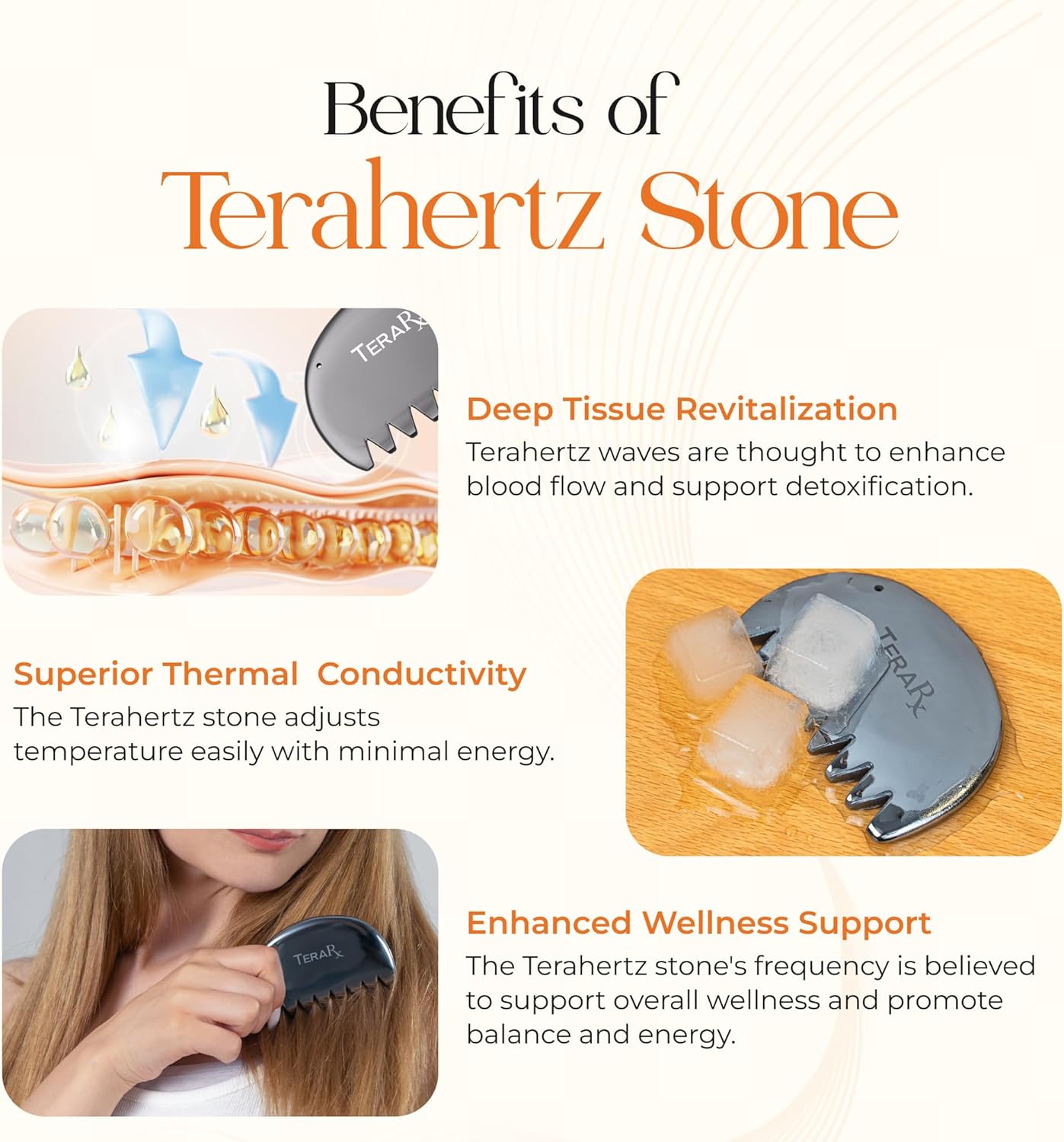 TeraRX® Terahertz Gua Sha Comb – Authentic Terahertz Massage Tool for Scalp, Face & Neck – Anti-Static Scalp Massage Comb for Tension Relief, Circulation & Daily Self-Care Routine