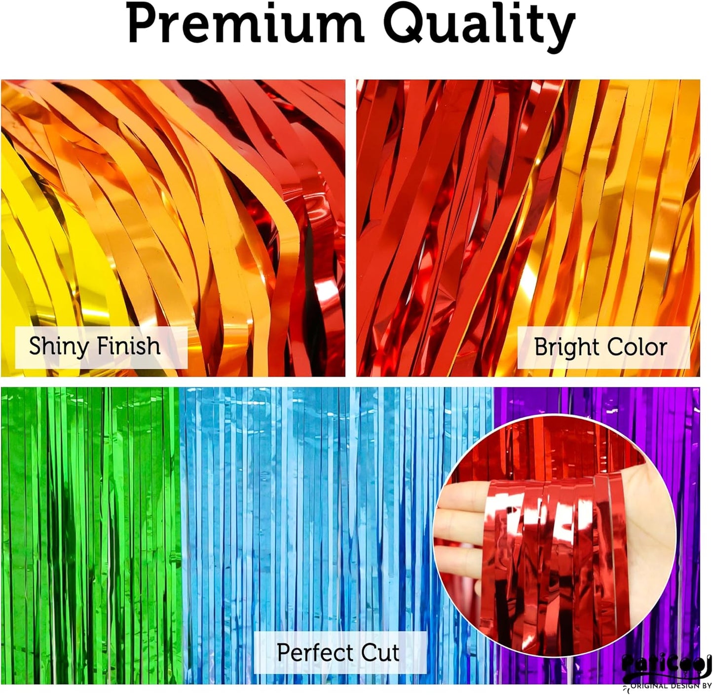Pride Party Decorations - Rainbow Streamers Thicken 2 Pack 3.2 x 8.2 FT - Rainbow Tinsel Foil Fringe Curtains, Photo Booth Props Backdrops for Birthday, Fiesta, Mexican, Pride, Baby Shower