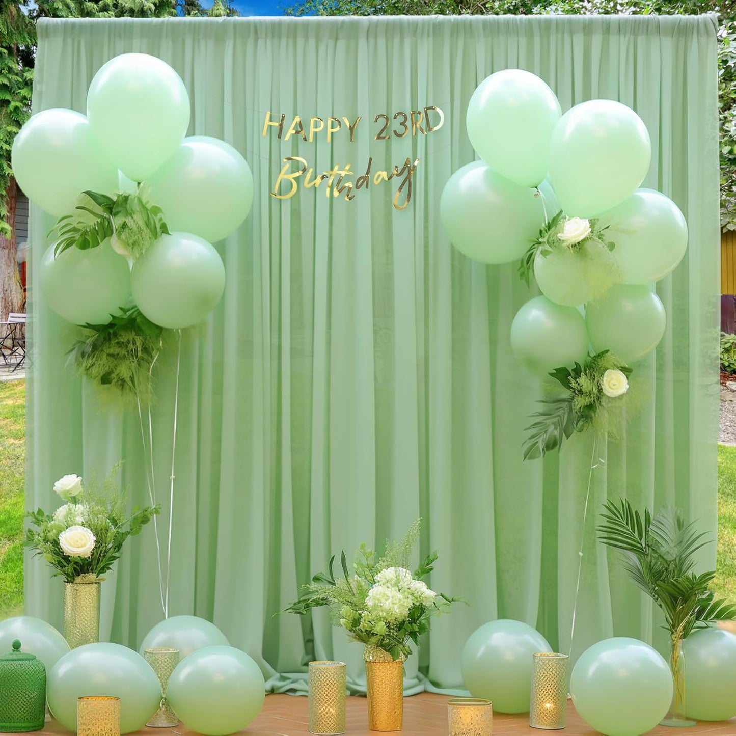 10x10ft Olive Green Tulle Backdrop Curtain for Parites, Sheer Backdrop Curtains for Wedding Baby Shower Birthday Party Photo Shoot Decorations