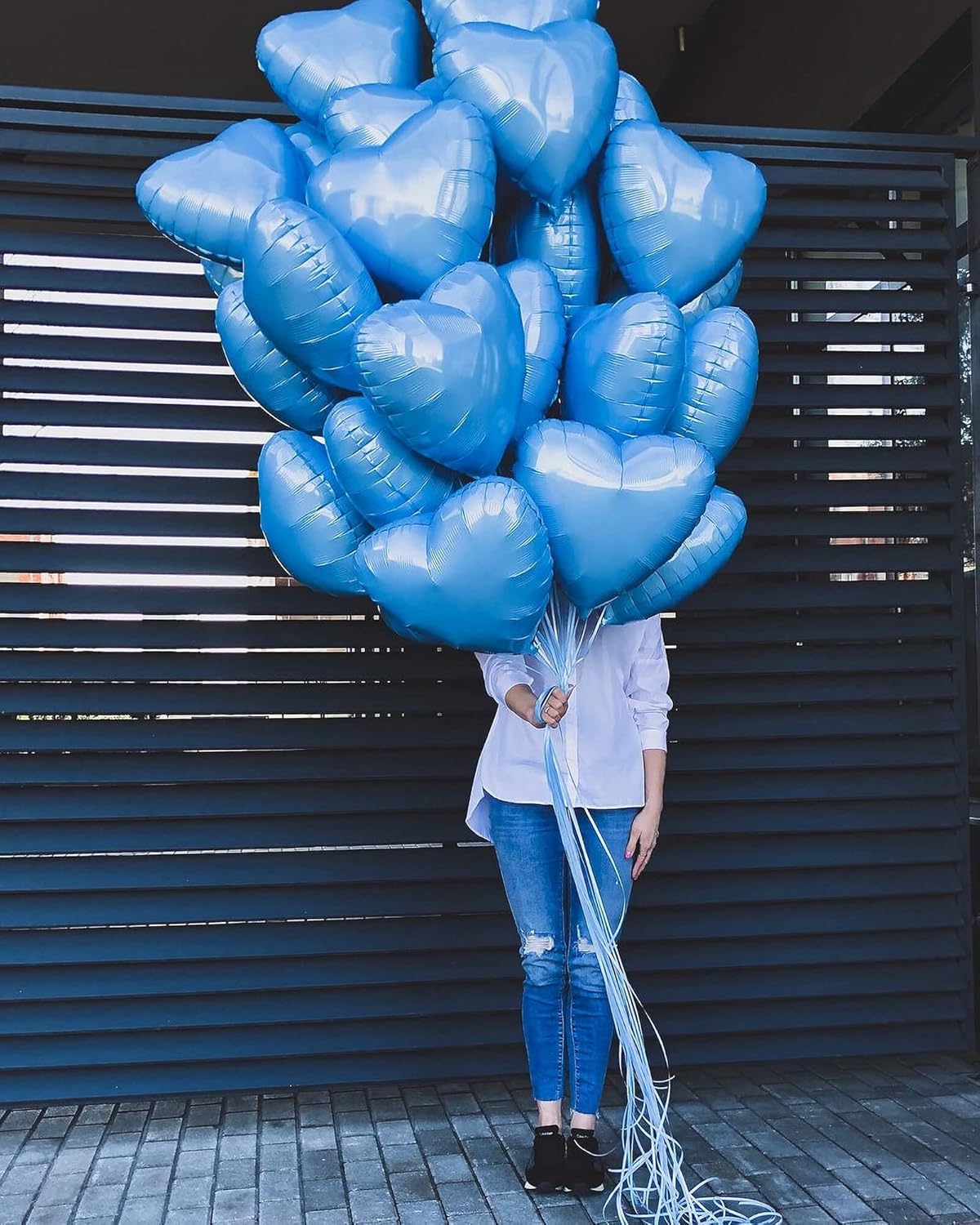 Pink Heart Shaped balloons Pack of 12,18 Inch Love Valentine Balloons Blue Heart Romantic Balloons For Valentines Day Propose Marriage Wedding Bridal Shower Engagement Party Decorations