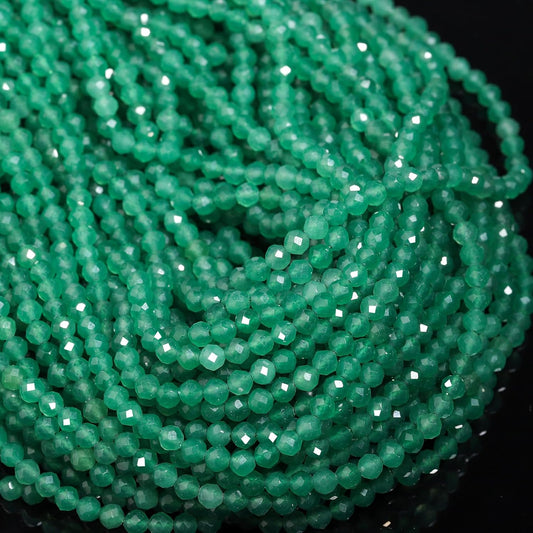 Song Xi 180pcs 2mm Natural Green Aventurine Gemstone Beads Faceted Round Loose Stone Beads for Jewelry Making