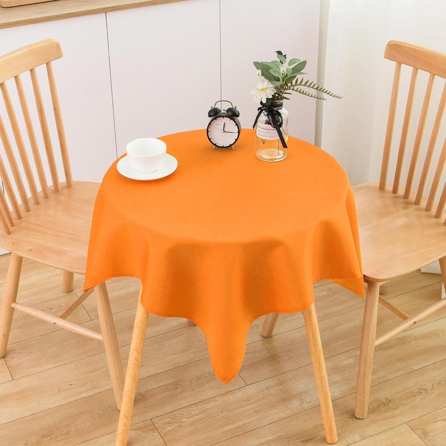 2 Pack Small Square Table Cloth 36X36 Inch Orange Washable Fabric Tablecloth Polyester Solid Table Cover for Night Stand End Table Side Table Outdoor Indoor