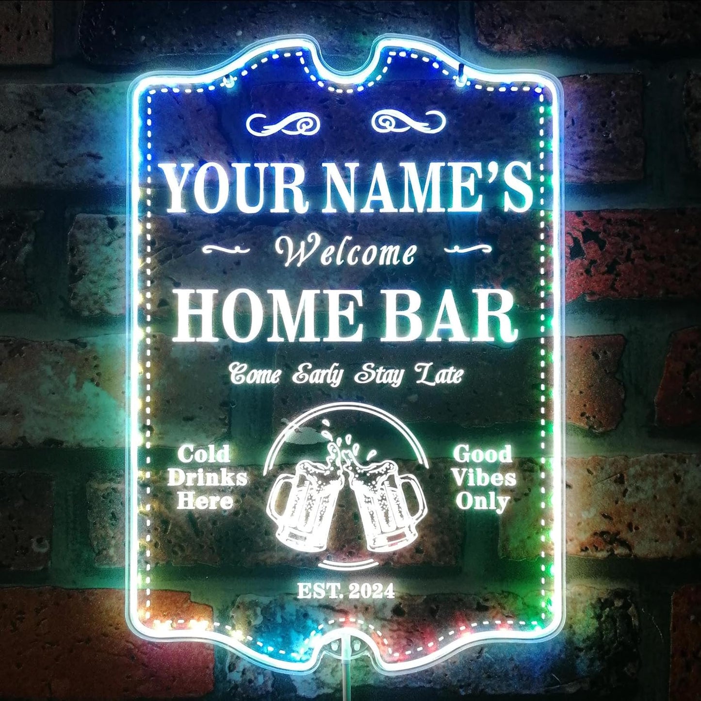 ADVPRO Personalized Your Name Home Bar RGB Dynamic Glam LED Sign - Cut-to-Edge Shape - Smart 3D Decoration - Multicolor Signage st06s86-fnd-p11c-tm-c