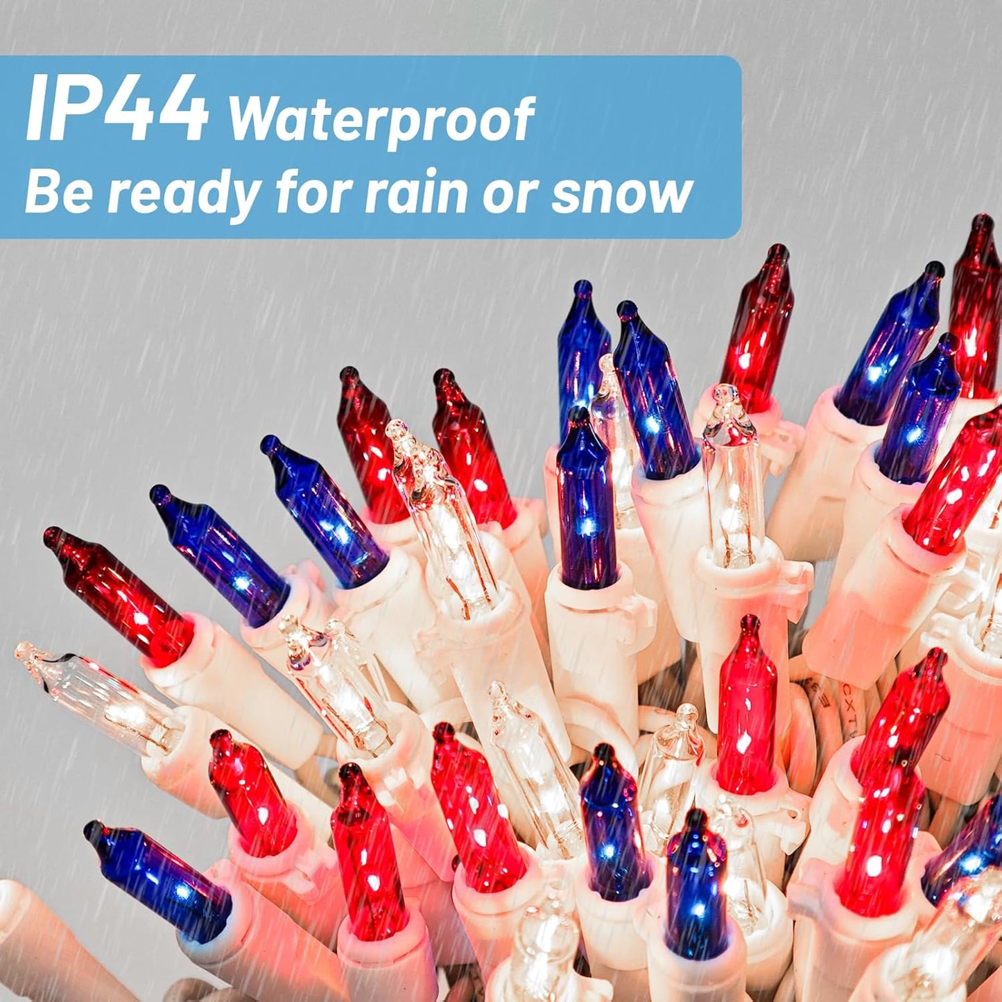 4th of July Decorations Lights Red White & Blue 200 Count 40 Feet Patriotic Mini String Lights Waterproof Independence Day for Indoor Outdoor Christmas Party Patio Memorial Day Décor