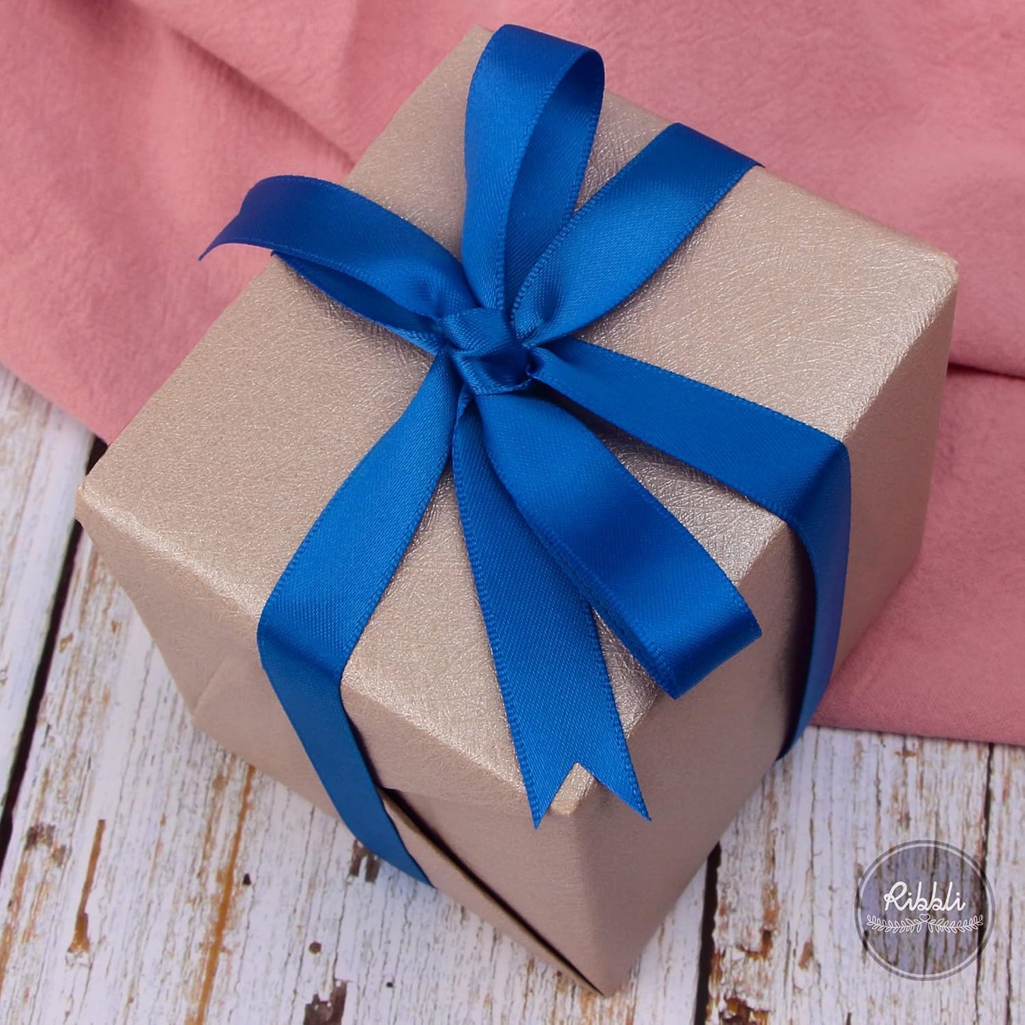 Ribbli Royal Blue Double Faced Satin Ribbon,1/2” x Continuous 25 Yards,Use for Craft Bows Bouquet, Gift Wrapping, Wedding Decoration, Floral Arrangement