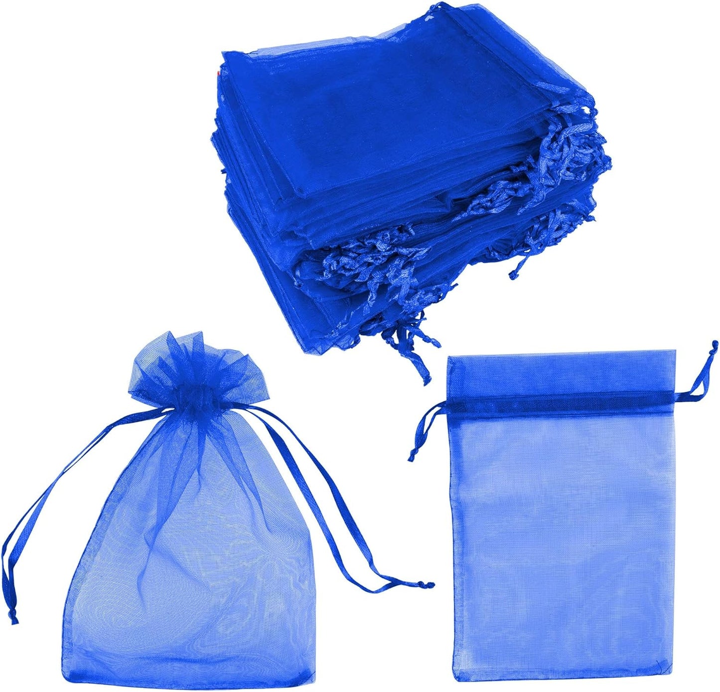 Super Z Outlet 100 Pack 4x6 Inch Mini Sheer Drawstring Organza Transparent Bags Jewelry Sack Pouches for Wedding, Party Decorations, Arts & Crafts Gifts (Royal Blue)