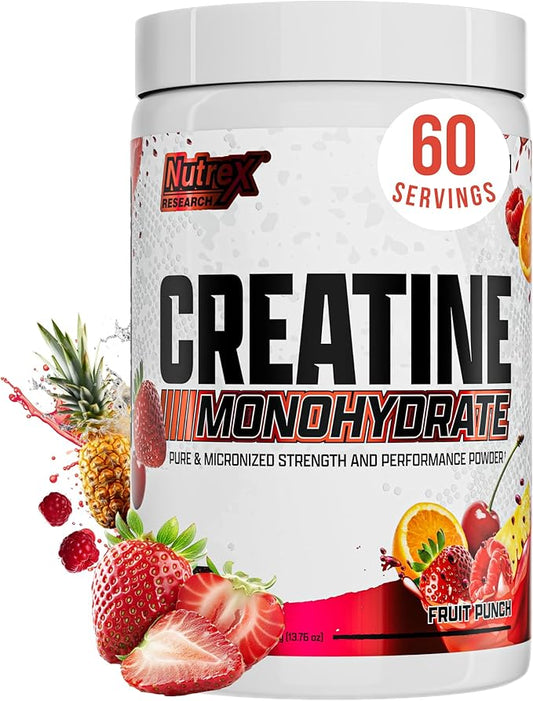 Nutrex Research Flavored Creatine Powder, Fruit Punch | 5g Creatine, Mixes Easily | Supports Energy, Muscle Growth, Energy and Performance | 60 Servings (60 Servings, Fruit Punch)