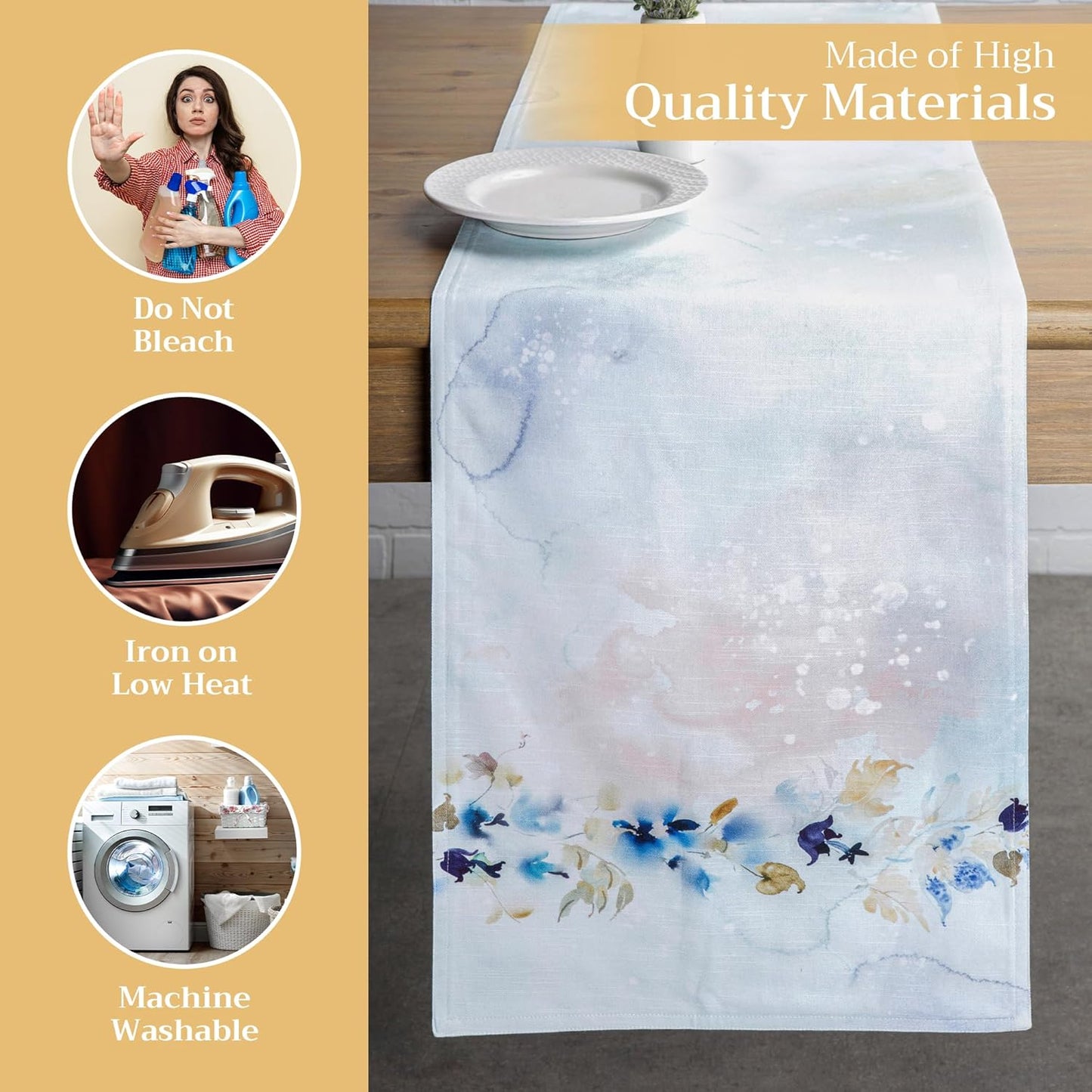 Maison d' Hermine Table Runner 100% Cotton Double Layer Table Runners 72 inches Long Decorative for Home Kitchen Dining Party Wedding Bridal Shower Spring Summer (Lazy Summer Days, 14.50" x 72")