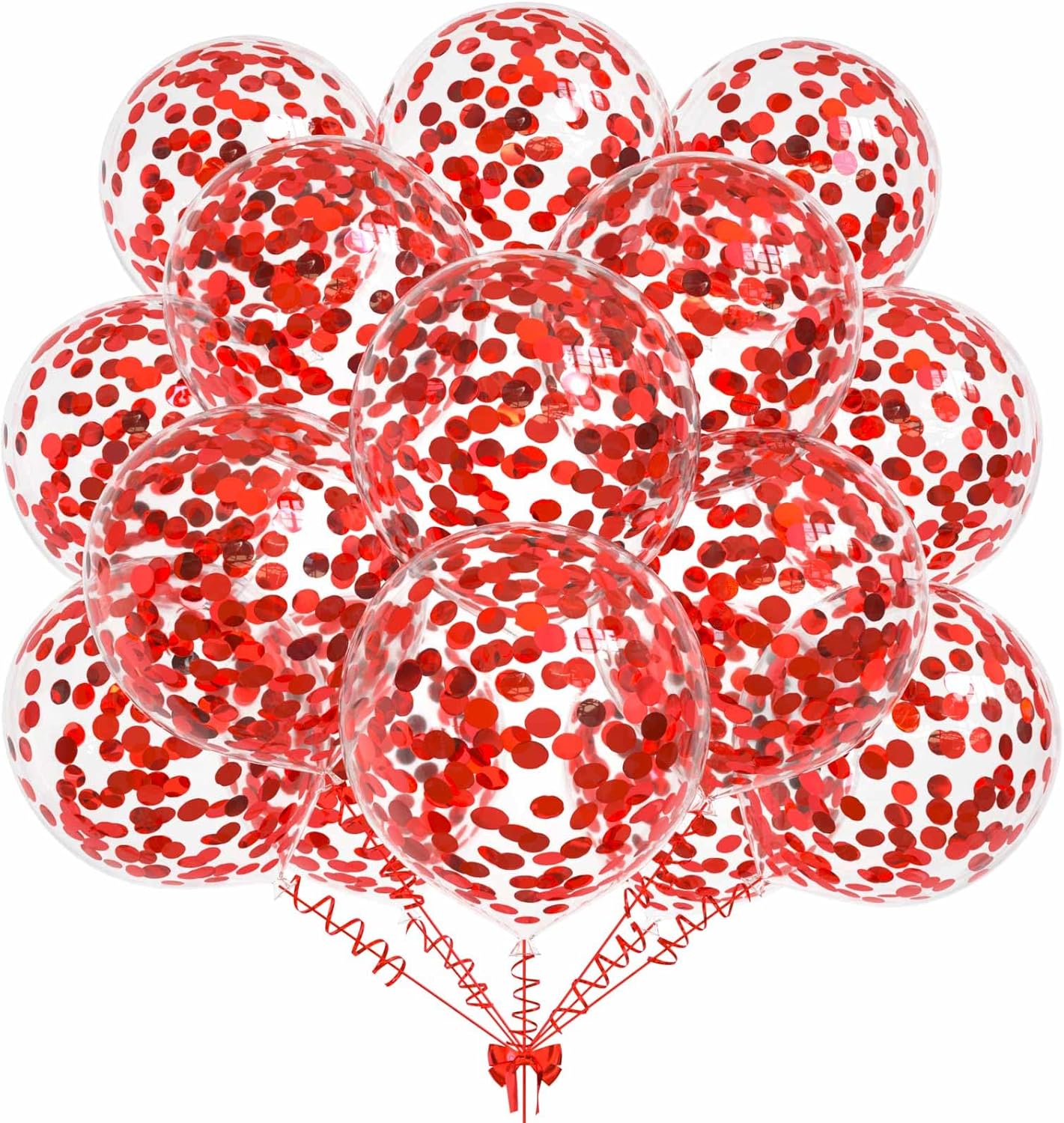 50pcs Red Foil Confetti Balloons,12 inch Latex Balloon with Red Confetti Inside for Birthday Family Party Wedding Party Baby Shower Decoration Supplies