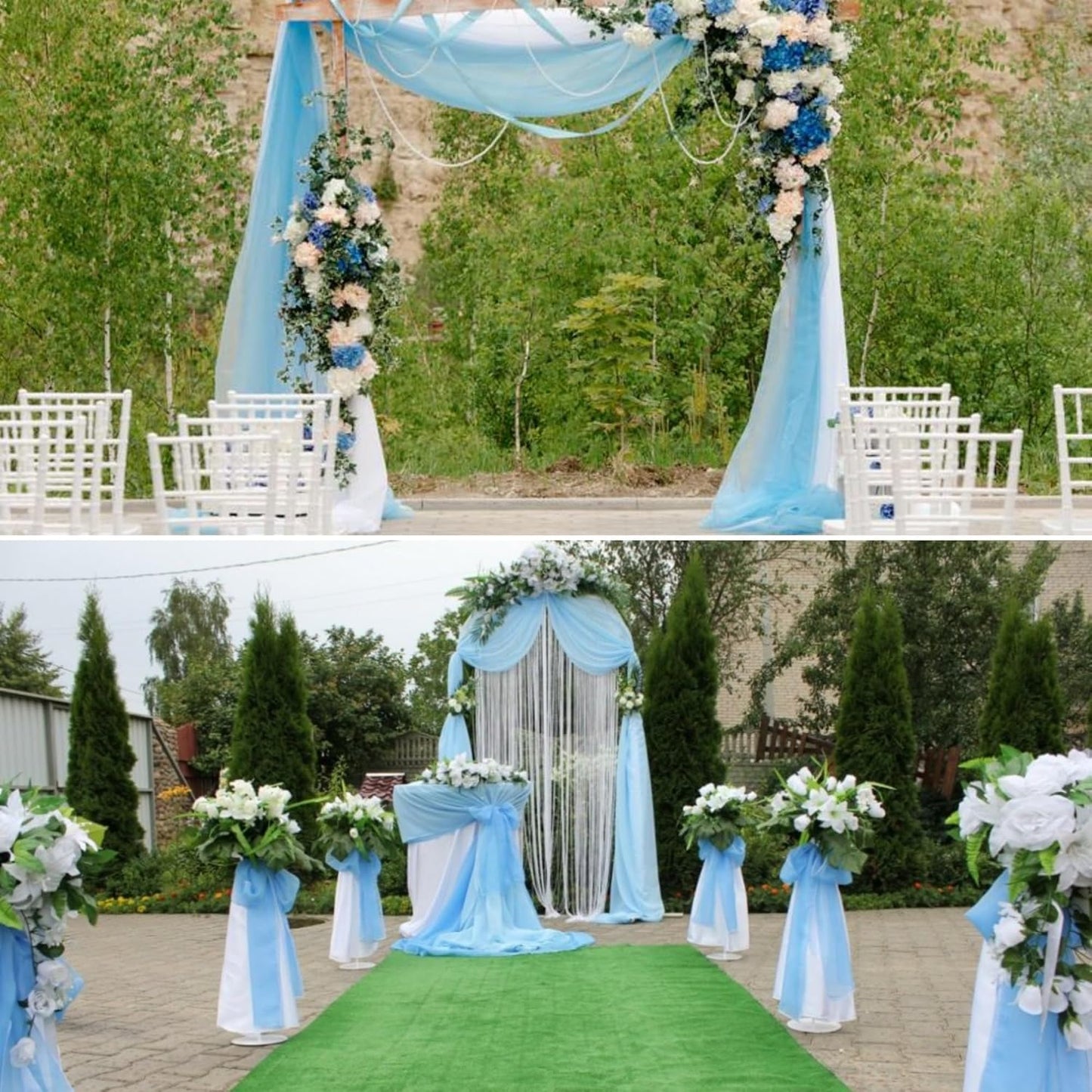 4 Panels Wedding Arch Draping Fabric 28" x 20Ft Chiffon Wedding Arch Drapes Chiffon Fabric Drape Sheer Backdrop Curtain for Weddings Party Ceremony Birthday Reception Backdrop Ceiling Décor(Baby Blue)