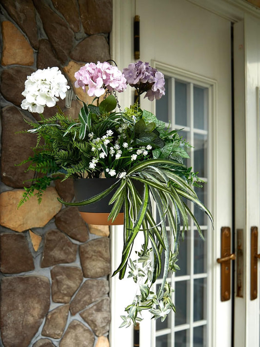 PARTY JOY 18 Bunches Fake Plants Outdoor, Fake Bushes UV Resistant Artificial Flowers Hydrangea Flowers Greenery Shrubs Faux Greenery for Outdoor Garden Patio Front Porch Yard Decor