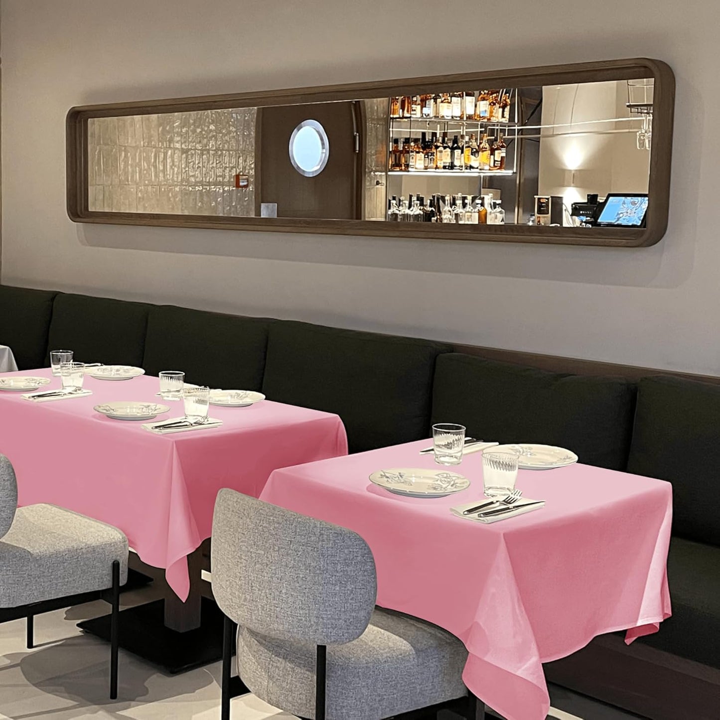 sancua Square Tablecloths 54x54 Inch, 2 Pack - Pink Fabric Table Cloth for Square or Round Tables, Washable Polyester Table Cover for Dinner, Holiday Party, Decorative Display Tables