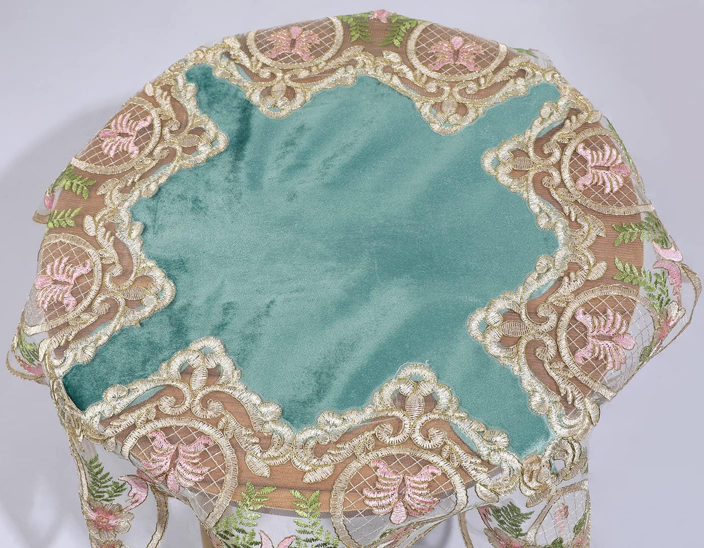 vctops Damask Lace Patchwork Tablecloth Luxury Square Small Table Cover Elegant Floral Embroidered Lace Table Cloth for Party Kitchen Dinning Picnic Decoration (Type N,32"x32")