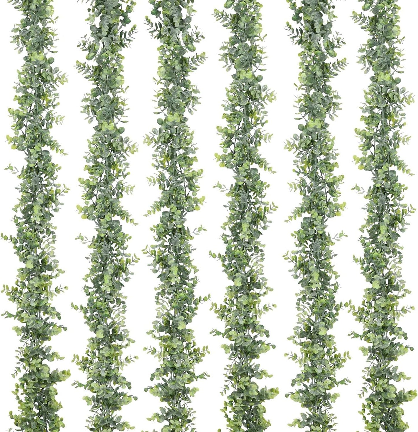 Lvydec 6 Pack Artificial Eucalyptus Garland, Fake Eucalyptus Greenery Garland Wedding Backdrop Arch Wall Decor, 6 Feet/Strand Fake Hanging Plant for Table Festival Party Decoration