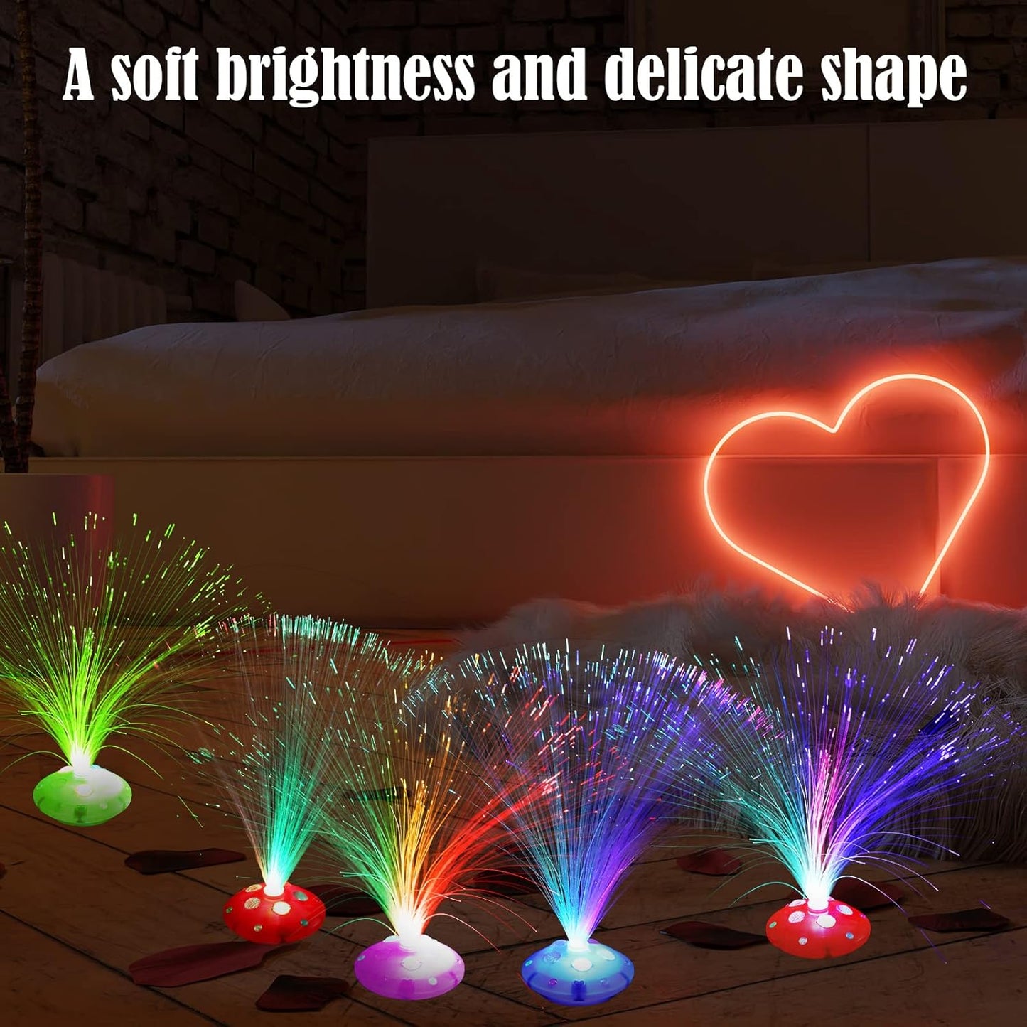 Retisee 12 Pcs Halloween Fiber Optic Lamp Multicolored Centerpiece Optic Lights Battery Powered with Cone Base Illuminated Crystals for Room Wedding Holiday Independence Day Tables Disco Party