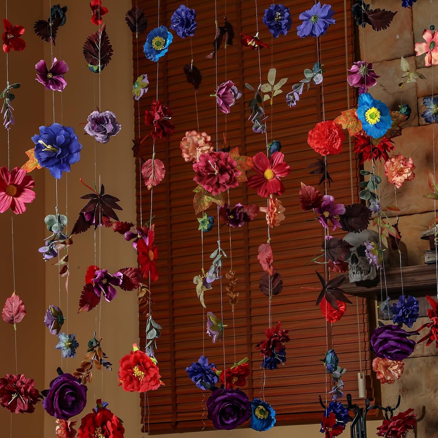 XunYee 6 Pcs 35.4 ft Flower Garlands Hanging Wildflower Backdrop Decoration Artificial Floral Garlands Fake Flower Vines Faux Silk Decor for Halloween Fall Wedding Garden Wall Arch (Autumn)