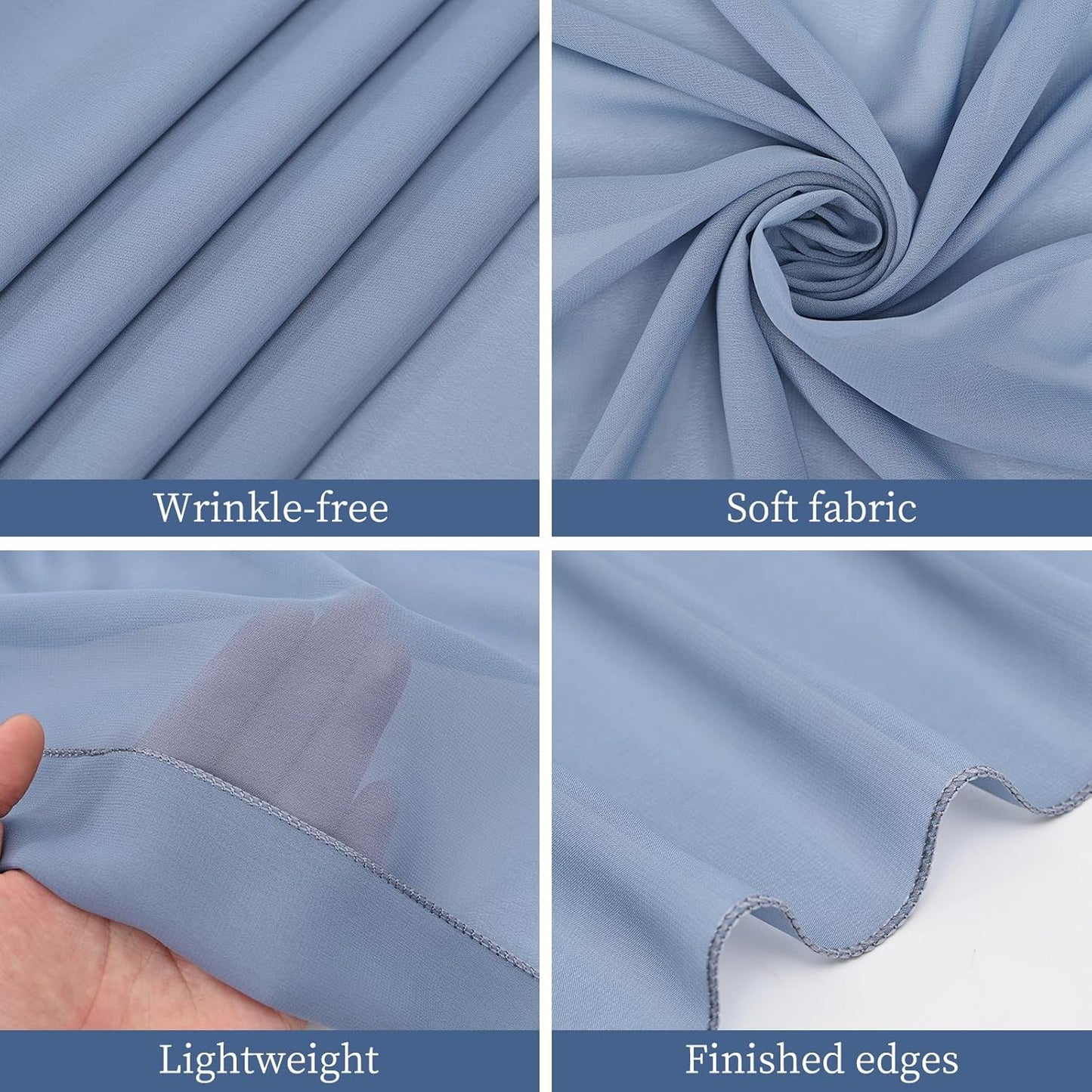 6 Panels Dusty Blue Wedding Ceiling Drapes 5ftx20ft Ceiling Drapes Chiffon Fabric Arch Draping Sheer Curtains Soft Drapery Draping Wedding Ceiling Decorations for Party Ceremony Stage Swag
