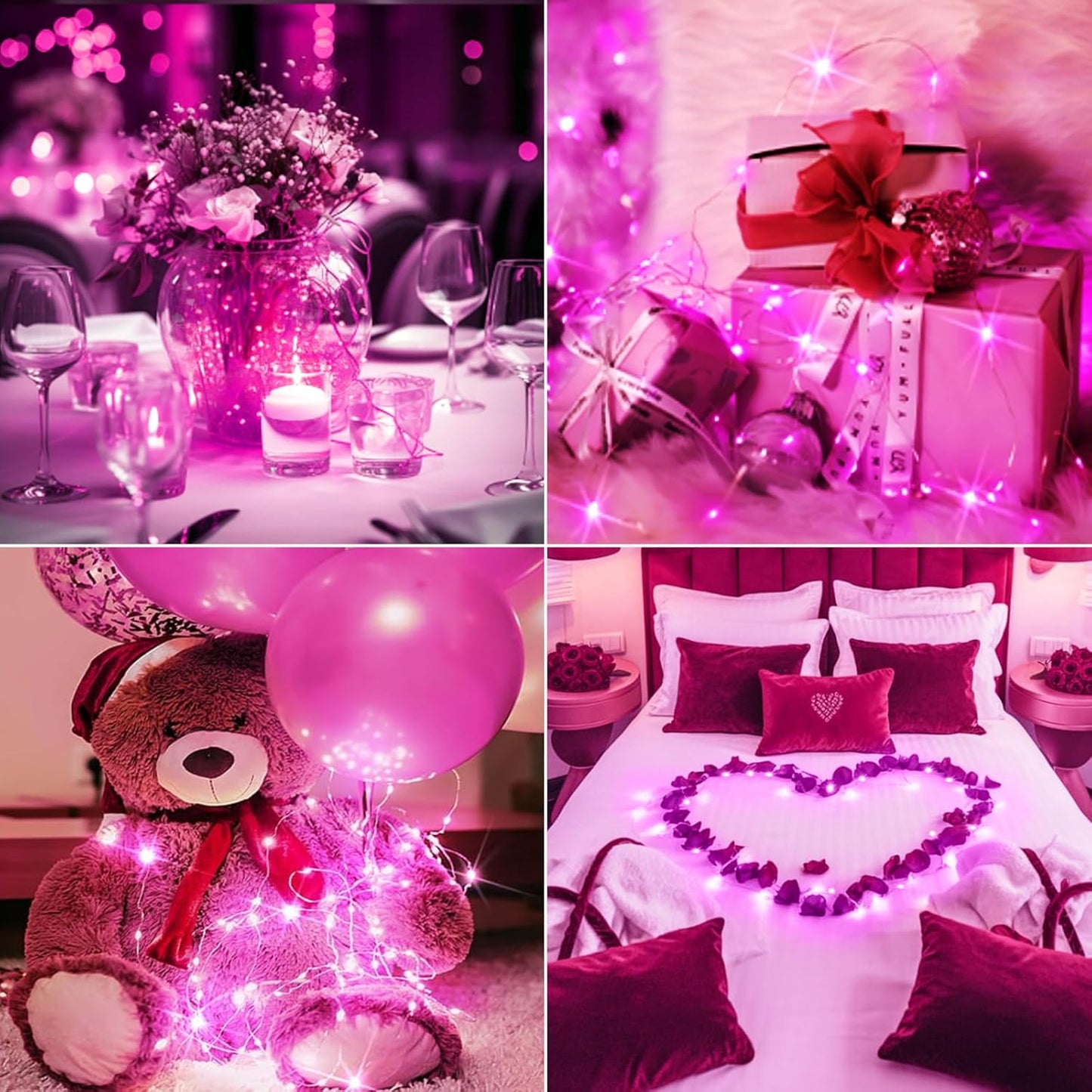 btfarm 30 Pack Fairy Lights Battery Operated [3 Modes], Valentine's Day Lights 7ft 20 Led Twinkle String Lights Waterproof Bulk Small Mini for Mason Jars Vases Wedding Table Centerpiece, Pink