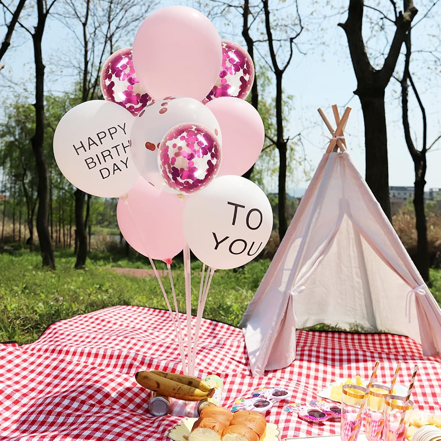 Hot Pink Confetti Balloons, 40 Pcs 5 Inch Clear Balloons with Confetti Inside for Graduation Engagement Cake Topper Decor Bridal Shower Baby Shower Birthday Party Decoration Supplies