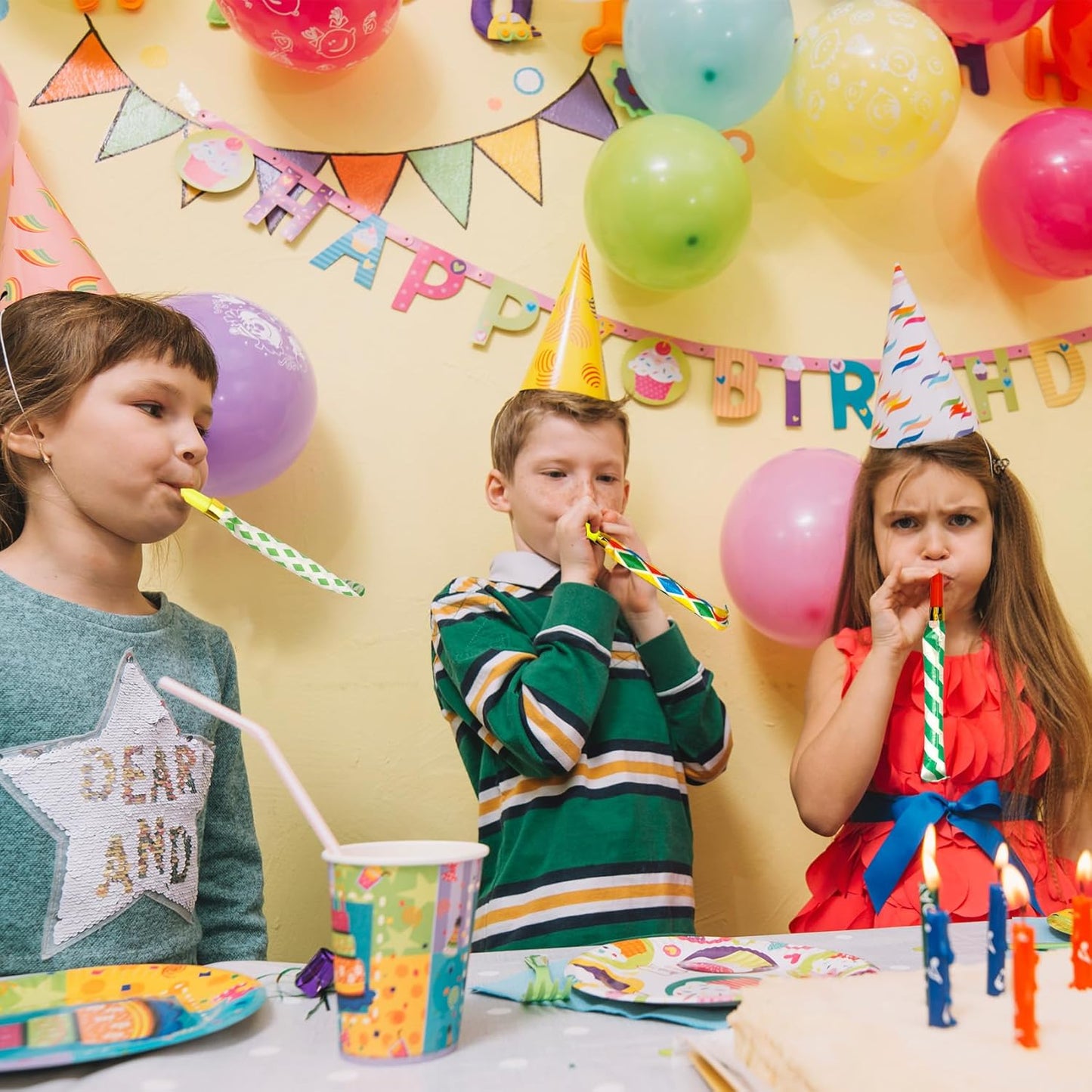 Party Blowers, 25 PCS Party Blowers for Kids, Party Blowouts, Party Noise Makers Horns, Colorful Birthday Blowers Noisemakers Blow Horns Party Whistles Favors for Birthday Christmas New Years Events