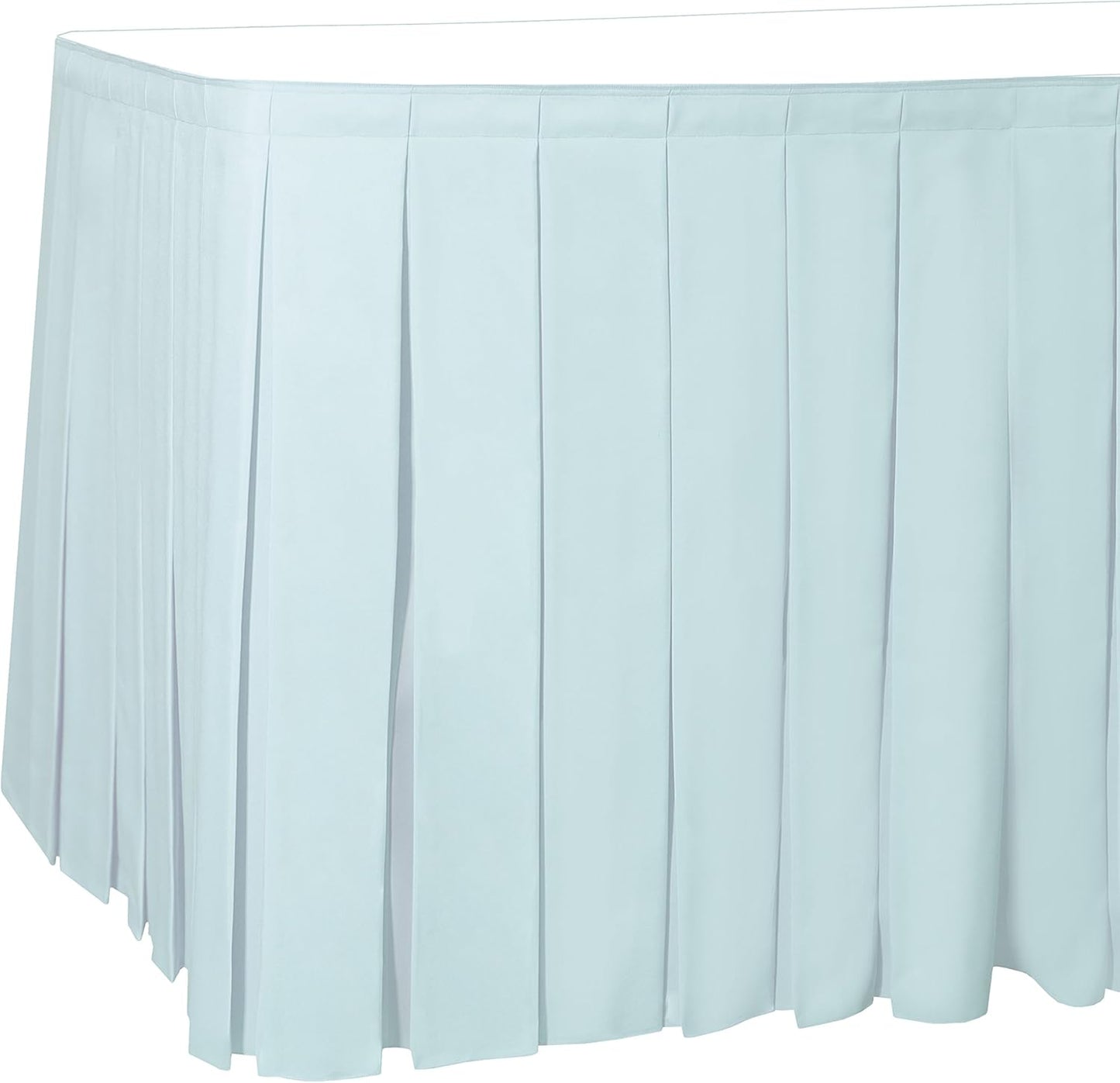 Ultimate Textile Pleat Polyester Fabric Table Skirt - Machine Washable Flame Resistant with Clips for Events, Weddings & Trade Shows, Cut & Sewn in Paterson, NJ - Ice Blue, 21' Box Pleat
