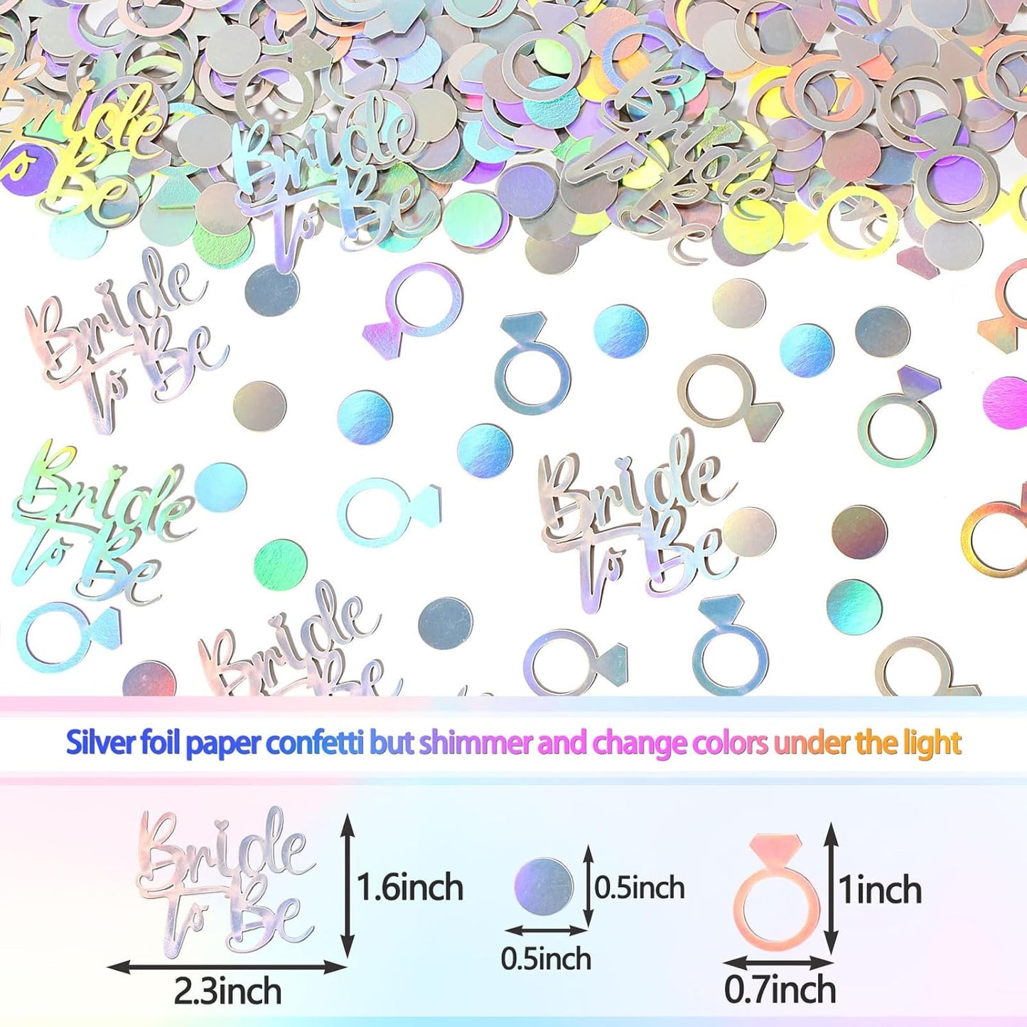 230PC Wedding Confetti Bridal Shower Decorations Bride To Be Ring Confetti Scatters Suitable for Iridescent Themed Bachelorette Engagement Hen Party Decor