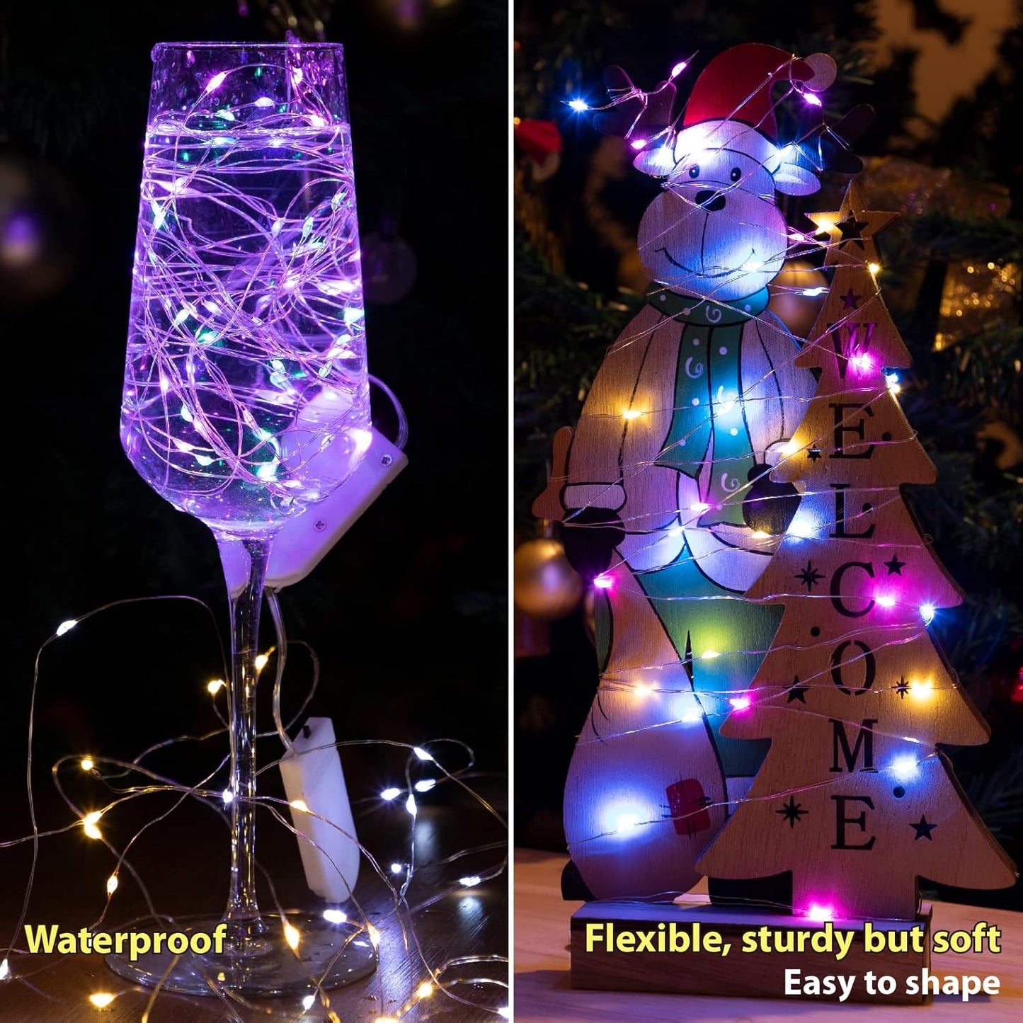 HXWEIYE 12 Pack 7ft 20LED Multicolor Fairy Lights Battery Operated for DIY Wedding Gifts Christmas Party Decor