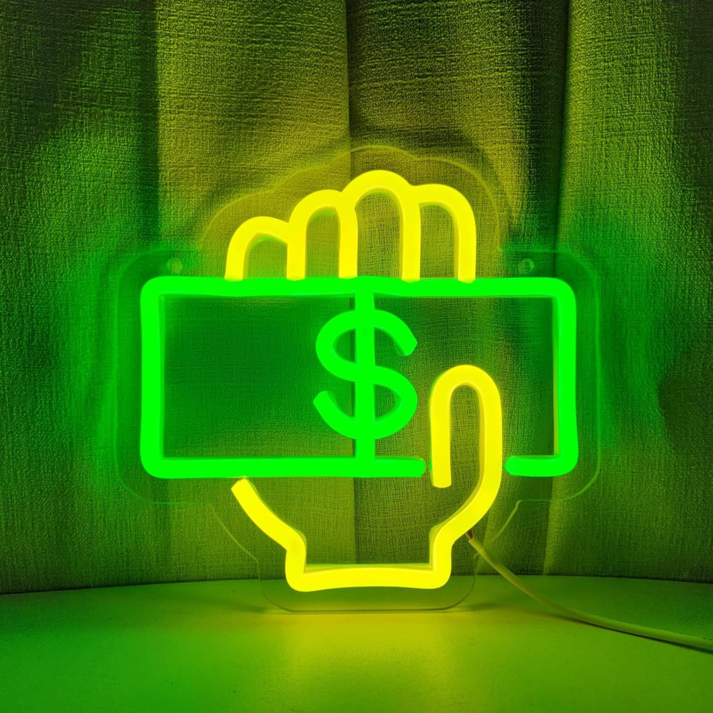 Cashier Neon Sign Love Money Neon Signs for Wall Decor, LED Light Signs for Supermarket, 7.8" x 7.5