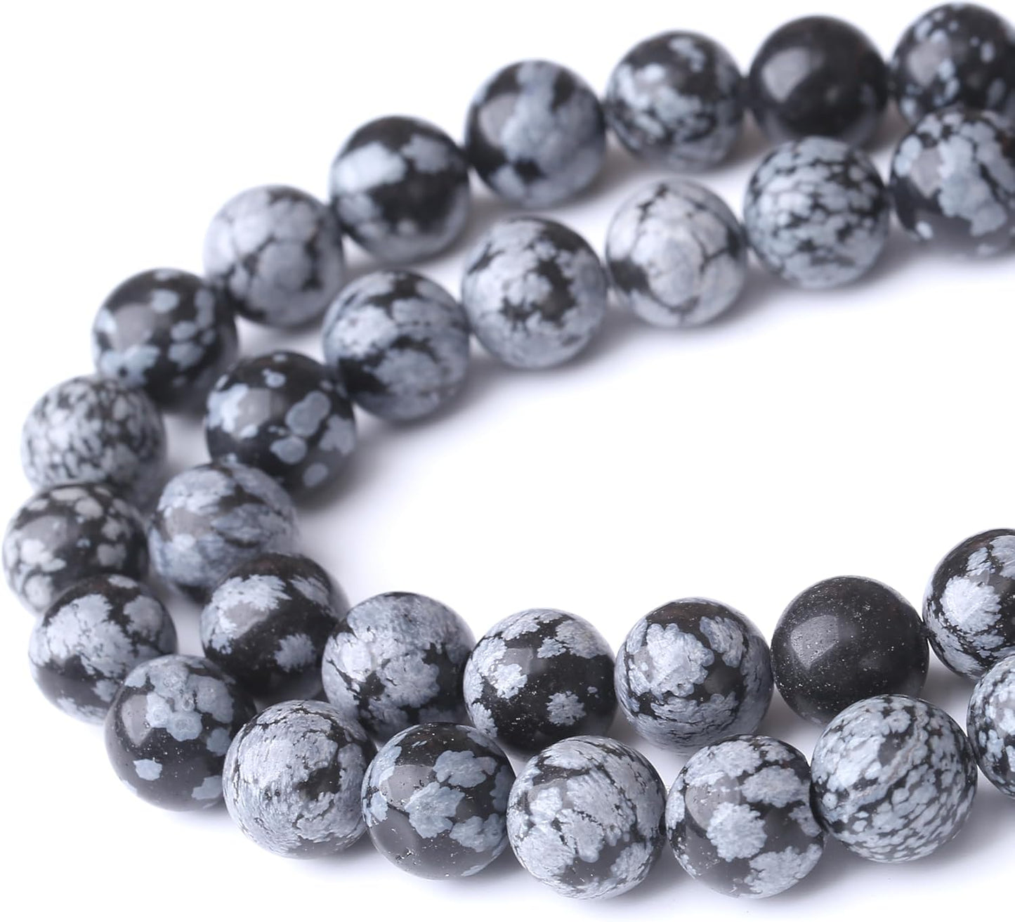 Snowflake Stone Beads for Jewelry Making DIY Craft Gemstone Beads Kit (12mm, 30pcs) Smooth Healing Crystal Beads for Bracelets, Necklaces, Home Decor