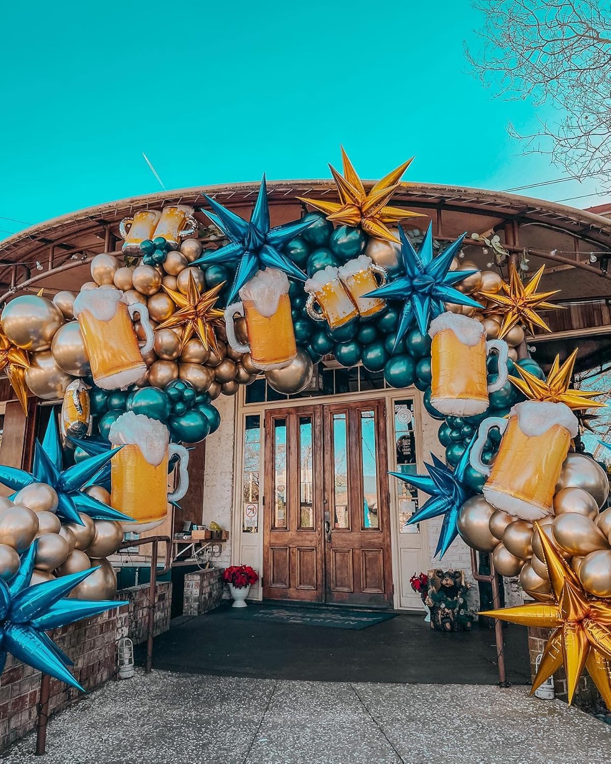 3pcs 26inch 3D Explosion Star foil balloon, Blue Foil Cone Star burst Balloons for Birthday Wedding New Year Party Event