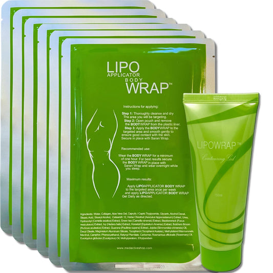 Body Wrap With Guarana, Green Tea, and Seaweed Wraps Works for Stomach Belly Legs Arms Abdomen. 6 Wraps + Gel