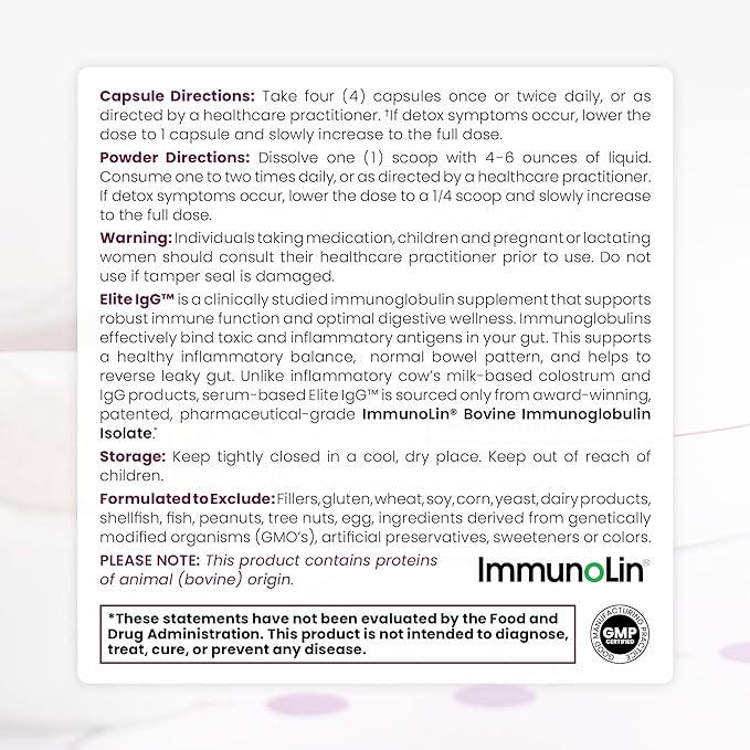 Pure Therapro Rx Elite IgG Immunoglobulin Supplement | 1100+ mg IgG, IGA & IgM Serum Derived Immunoglobulins (SBI) | Colostrum Supplement Alternative | Gluten, Dairy & GMO Free (60 Capsules)