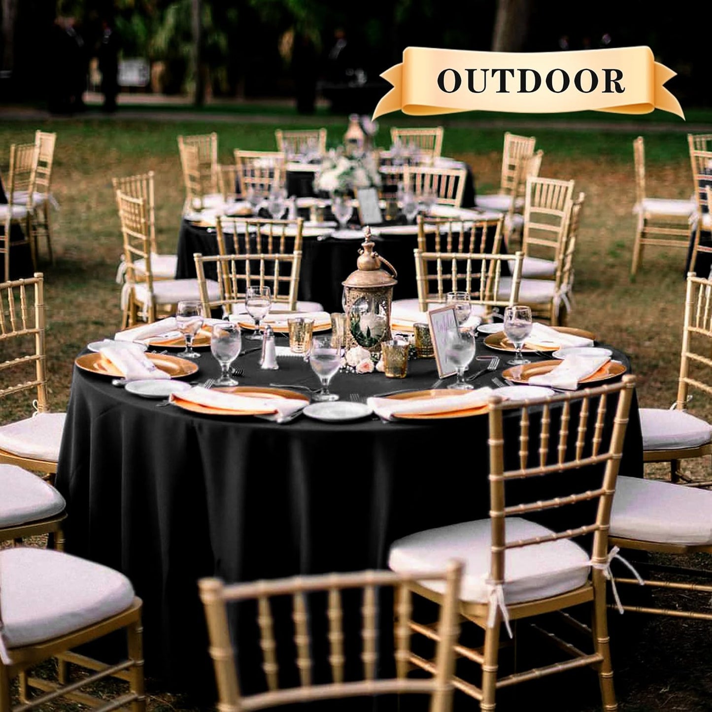 sancua 6 Pack Round Tablecloth 90 Inch Black, Stain and Wrinkle Resistant Table Cloth - Washable Polyester Table Cover for Dining Tables, Buffet Parties and Camping