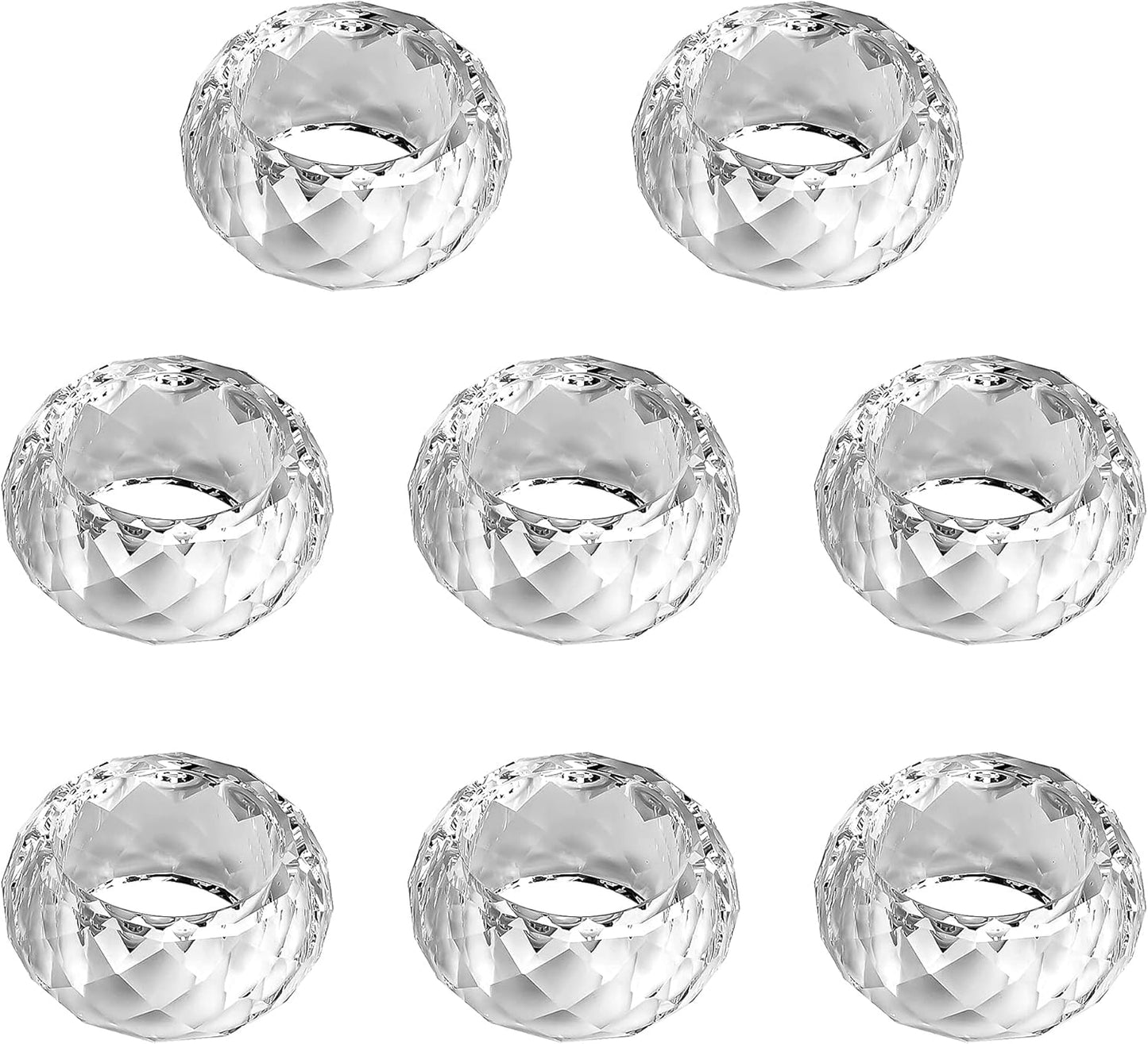 kitCom Crystal Napkin Ring Holders Set of 8, K9 Luxury Crystal Napkin Holder Rings, Diamond-Shaped Design, Napkin Buckles for Holiday Decor, Wedding, Christmas, Dinner Table, Thanksgiving (Pack of 8)