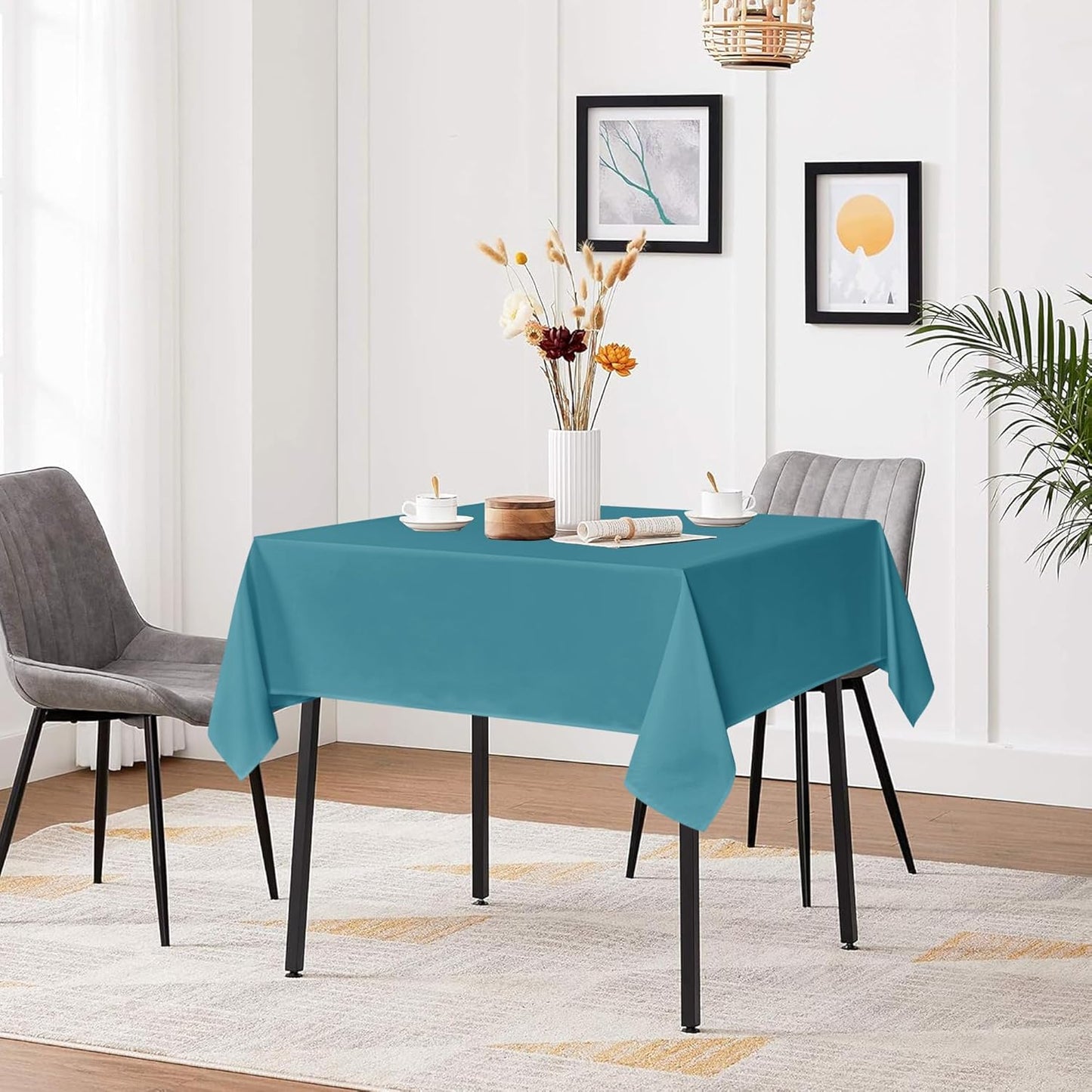 sancua Small Square Tablecloths 36x36 Inch - Teal Table Cloth for Square or Round Tables, Washable Polyester Fabric Table Cover for Nightstand End Bedside Tables