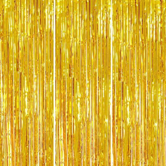 3 Pack Foil Fringe Backdrop - Gold Shiny Tinsel Curtains for Party Decoration/Photo Booth Props - 3.3x8.2 FT Metallic Foil Backdrop for Birthday, Wedding, Graduation, Christmas.