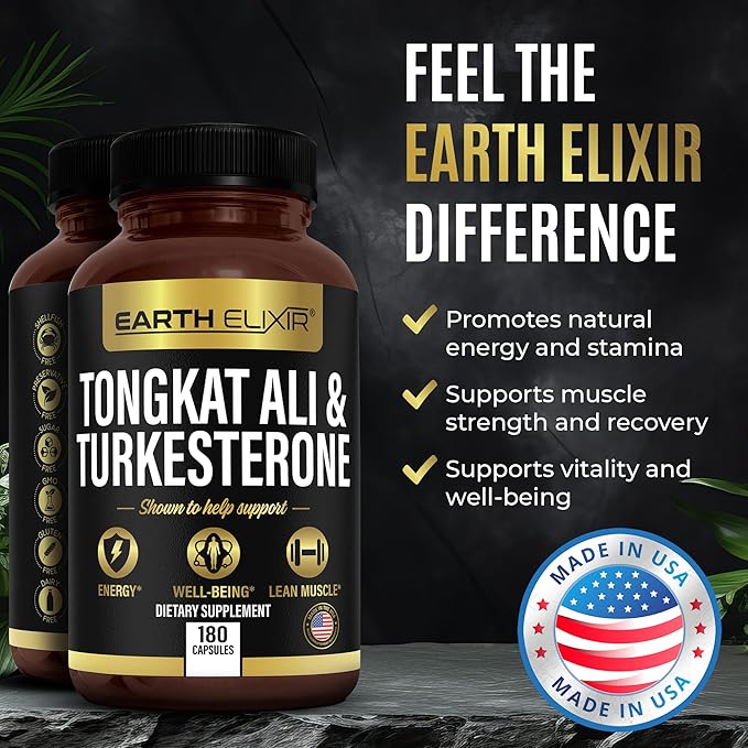 Turkesterone Tongkat Ali for Men and Women – 2-in-1 Natural Testosterone Support for Energy & Fitness - High Potency Turkesterone Supplement for Men with Tongkat Ali –– Pure Non-GMO Formula