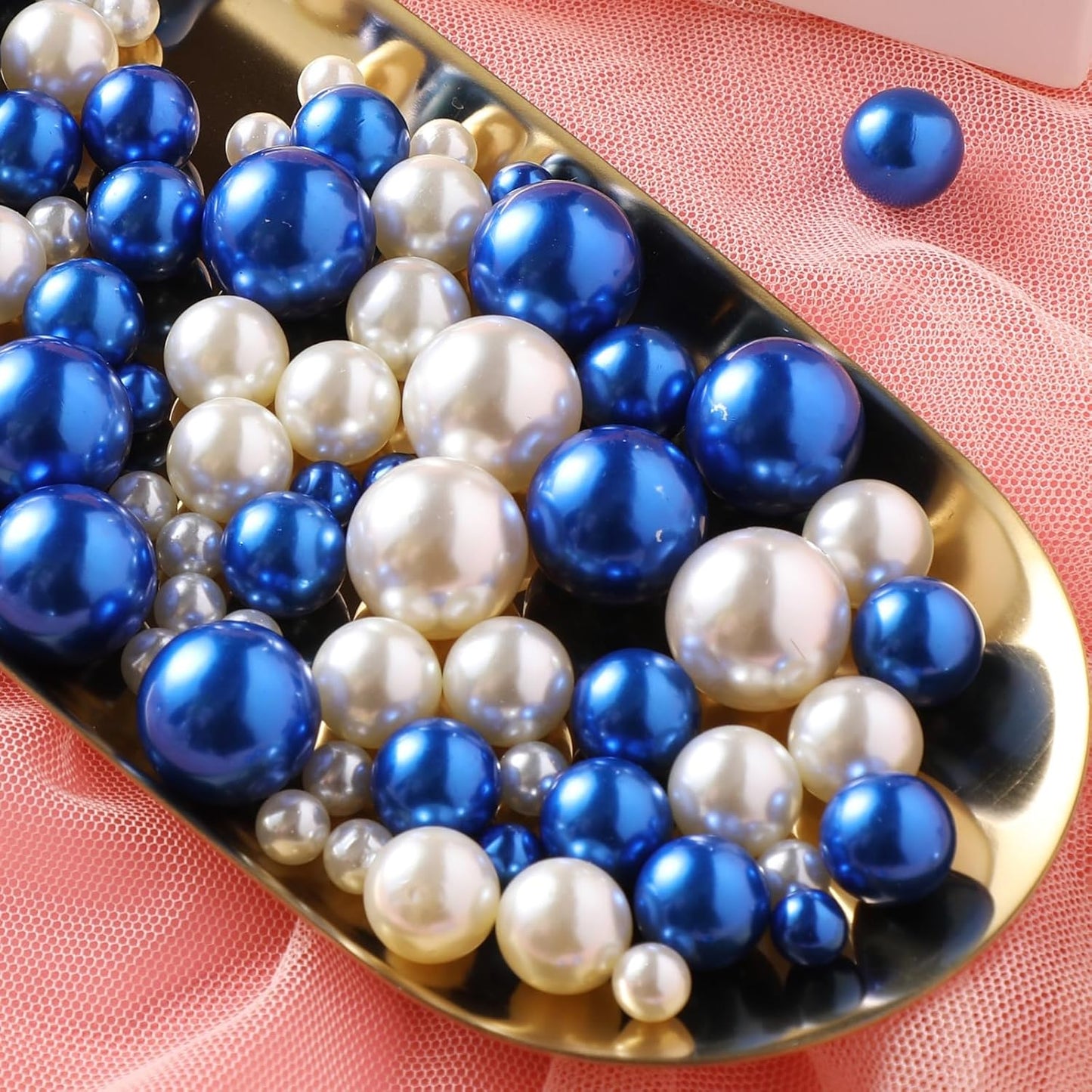 200 Pcs Vase Filler Beads White and Blue Pearl Beads for Vase No Hole Pearls for Centerpieces Vases Home Table Party Decor DIY Wedding 8/14/20mm