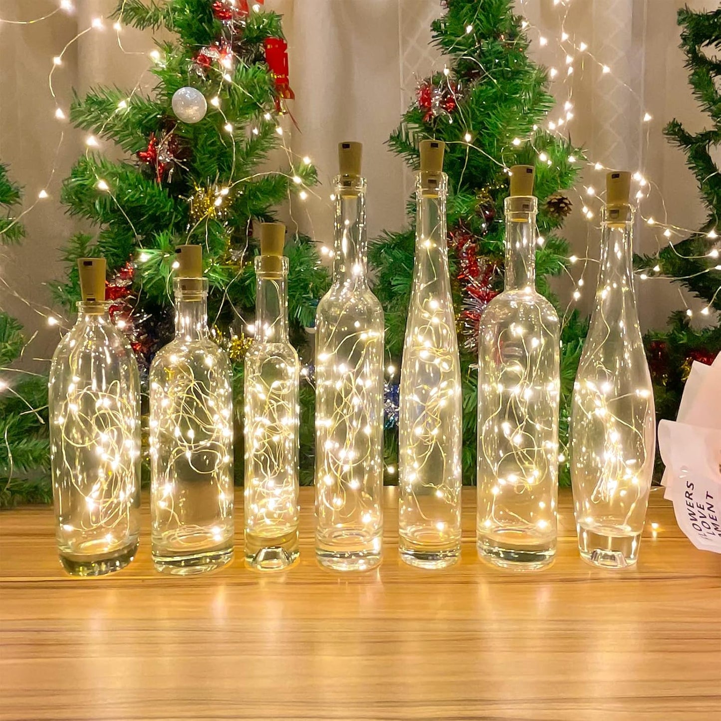 10 Pack Wine Bottle Lights with Cork, 20 LEDs, 6.6 Ft, Fairy Mini String Lights for DIY Jar Halloween, Christmas, Party Decoration, Wedding Listing (10 Pack, Warm White)