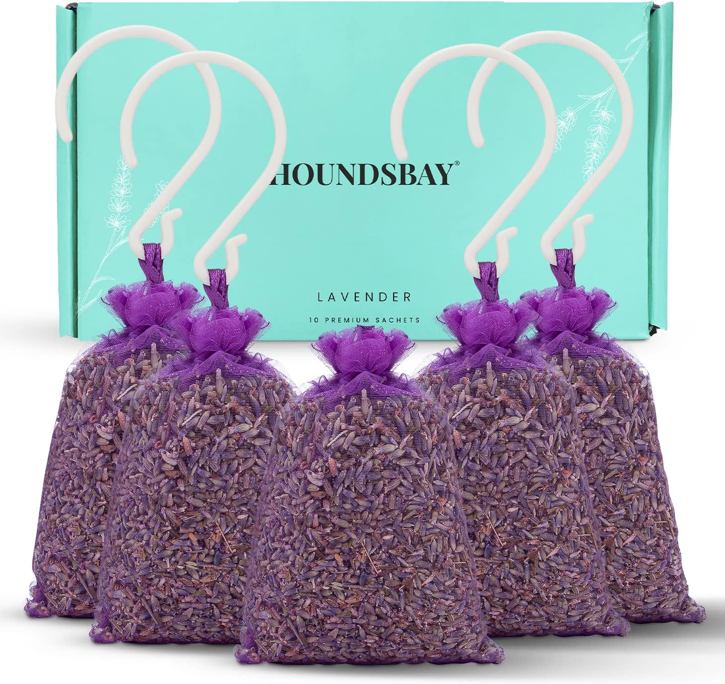 10 Lavender Sachet Bags, Fully Stuffed Scented Sachets with Hanger Hooks, Perfect for Closets, Drawers, Cars, Gym Bags, or Anyplace That Needs to Smell Better